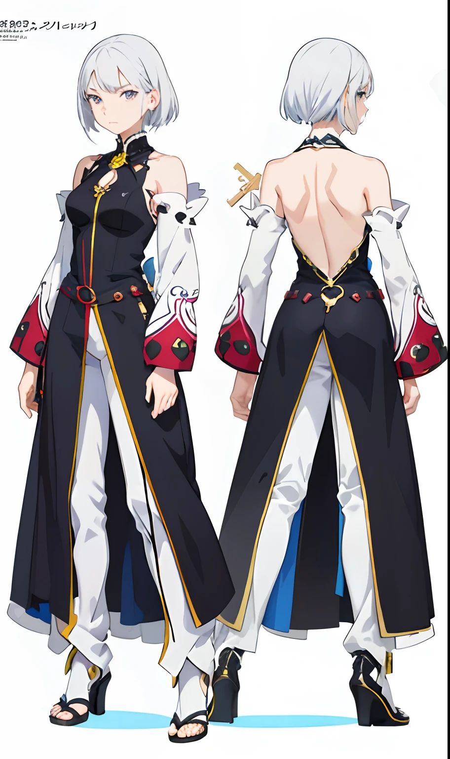 a close up of a person in a black and white outfit, fullbody view, anime key visual concept art of, key visual, anime woman fullbody art, key anime art, official art, anime key visual of elegant, full body wide shot, anime full body illustration, full body concept, full body close-up shot, anime character; full body art