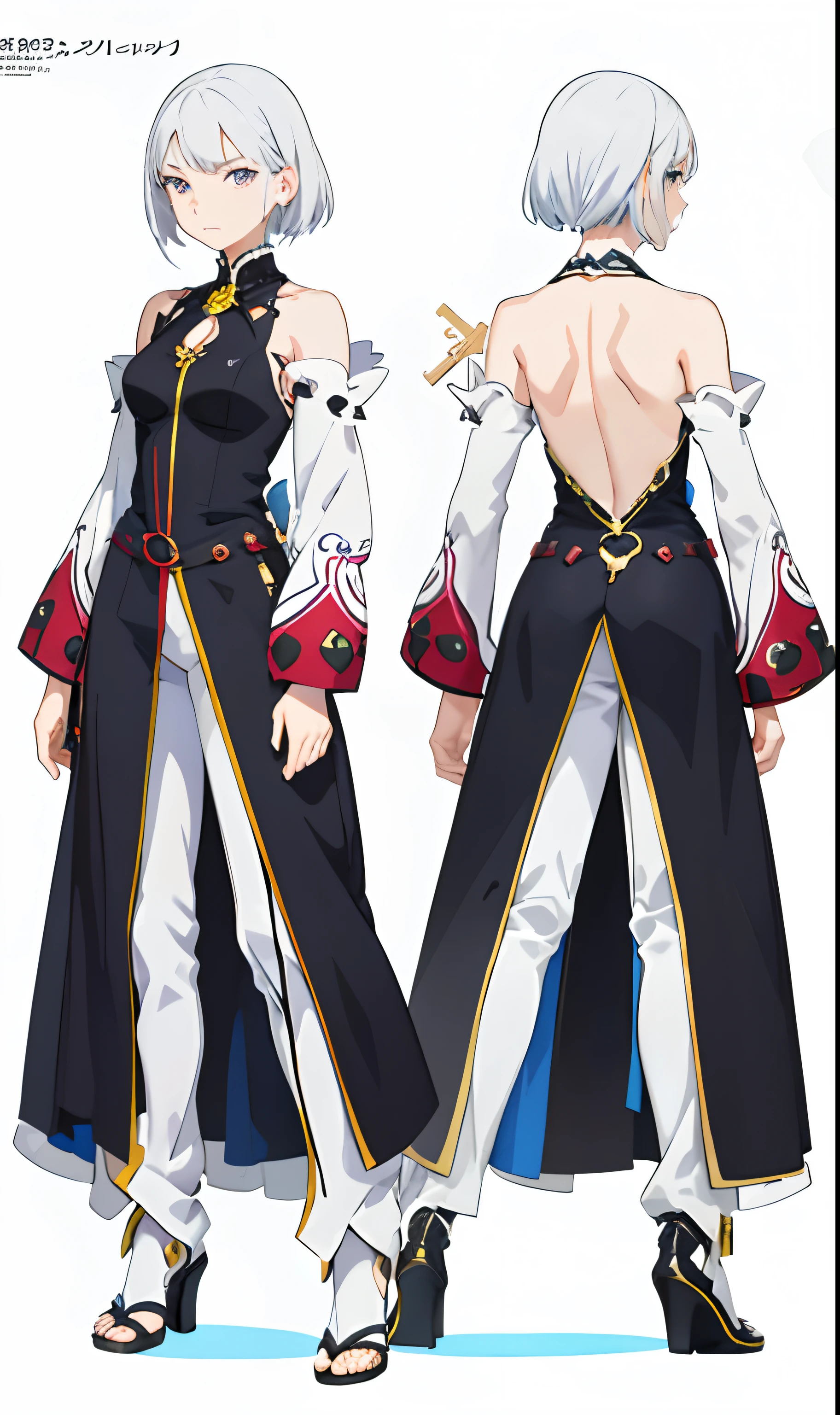 a close up of a person in a black and white outfit, fullbody view, anime key visual concept art of, key visual, anime woman fullbody art, key anime art, official art, anime key visual of elegant, full body wide shot, anime full body illustration, full body concept, full body close-up shot, anime character; full body art