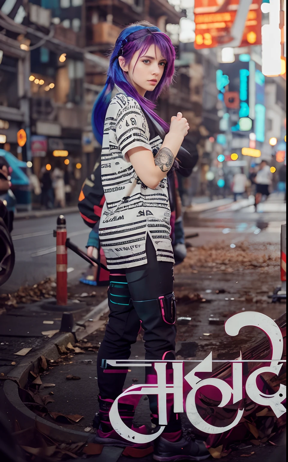 Beautiful girl Change background cyberpunk stylist hair style, ultra realistic 8k