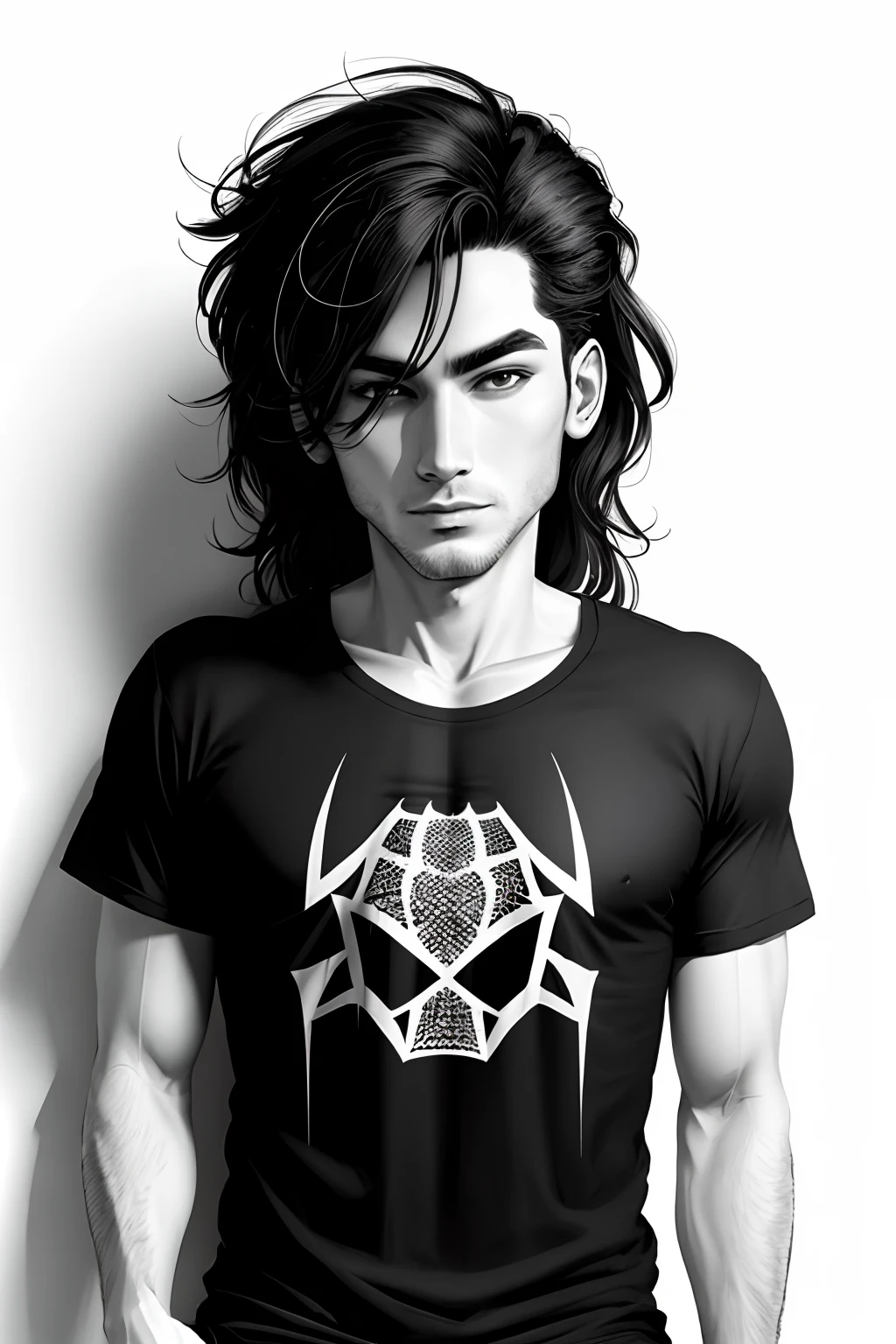 Simple Minimal b/w spider t-shirt design