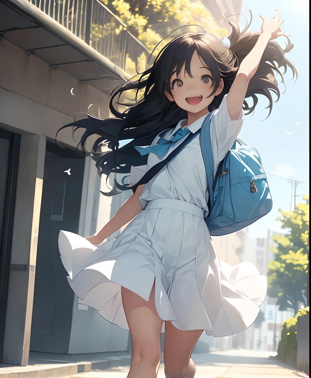 (On a bright spring day (day:1.0), under the clear blue sky (sky:1.0),
BREAK
a high school girl walks with her hair dancing lightly in the wind (hair:1.0). The image is softened at the edges, capturing the youthful and vibrant essence of the scene.
BREAK
Her smile, rendered in soft focus, illuminates the surroundings (smile:1.0) and her school bag symbolizes her passion for learning (school bag:1.0).
BREAK
Each stride she takes is full of energy (stride:1.0), and her light laughter rings through the air (laughter:1.7), encapsulated perfectly with the soft focus technique.
BREAK
The background is slightly blurred, emphasizing her in this springtime scene.
:1.2)