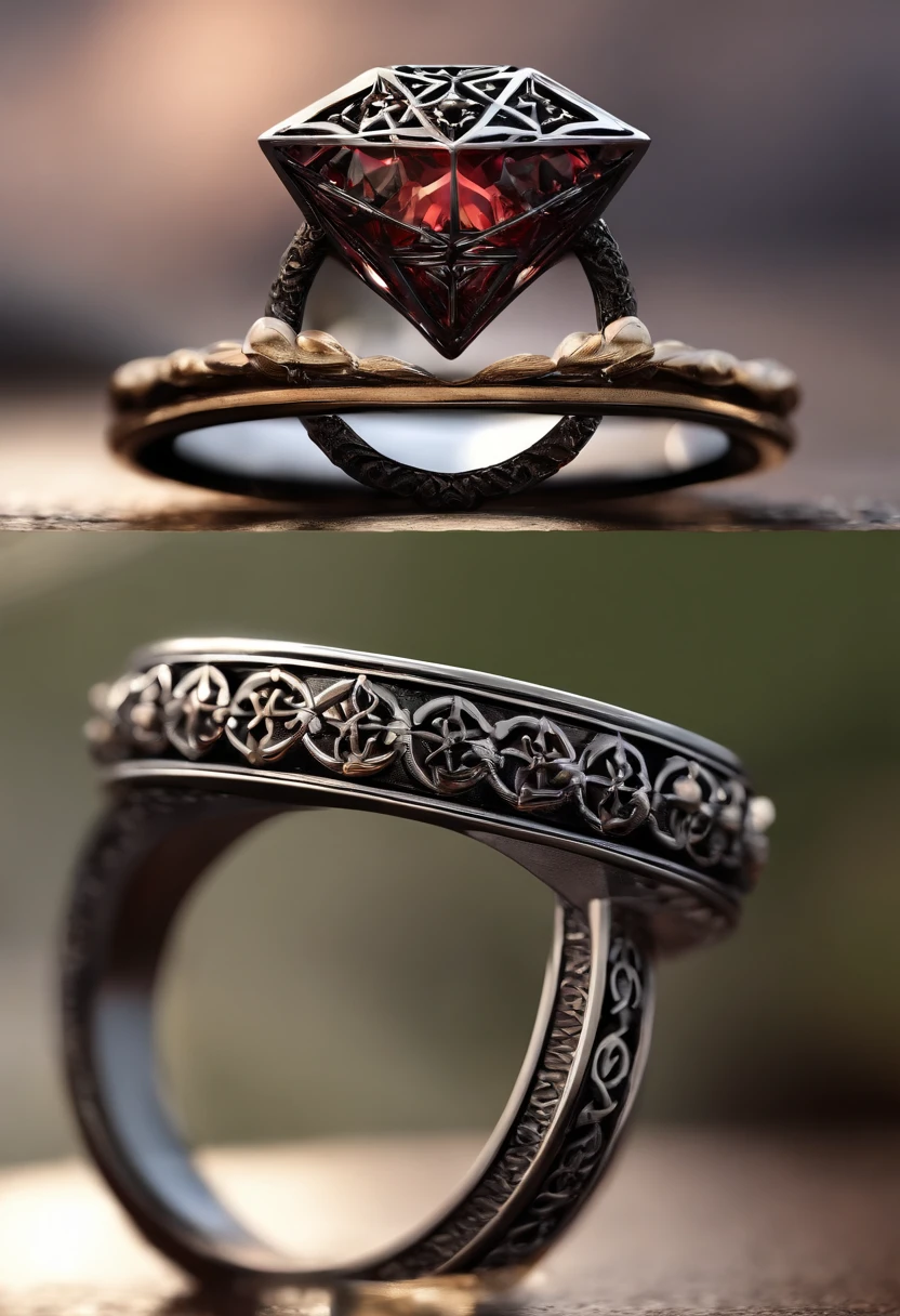 Metal rings,Stylish and simple,tmasterpiece,pentacle,Number 5,8K high-definition,Details