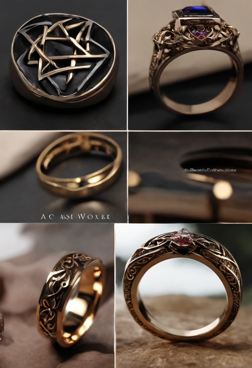 Metal rings，Stylish and simple，tmasterpiece，pentacle，Number 5，8K high-definition，Details