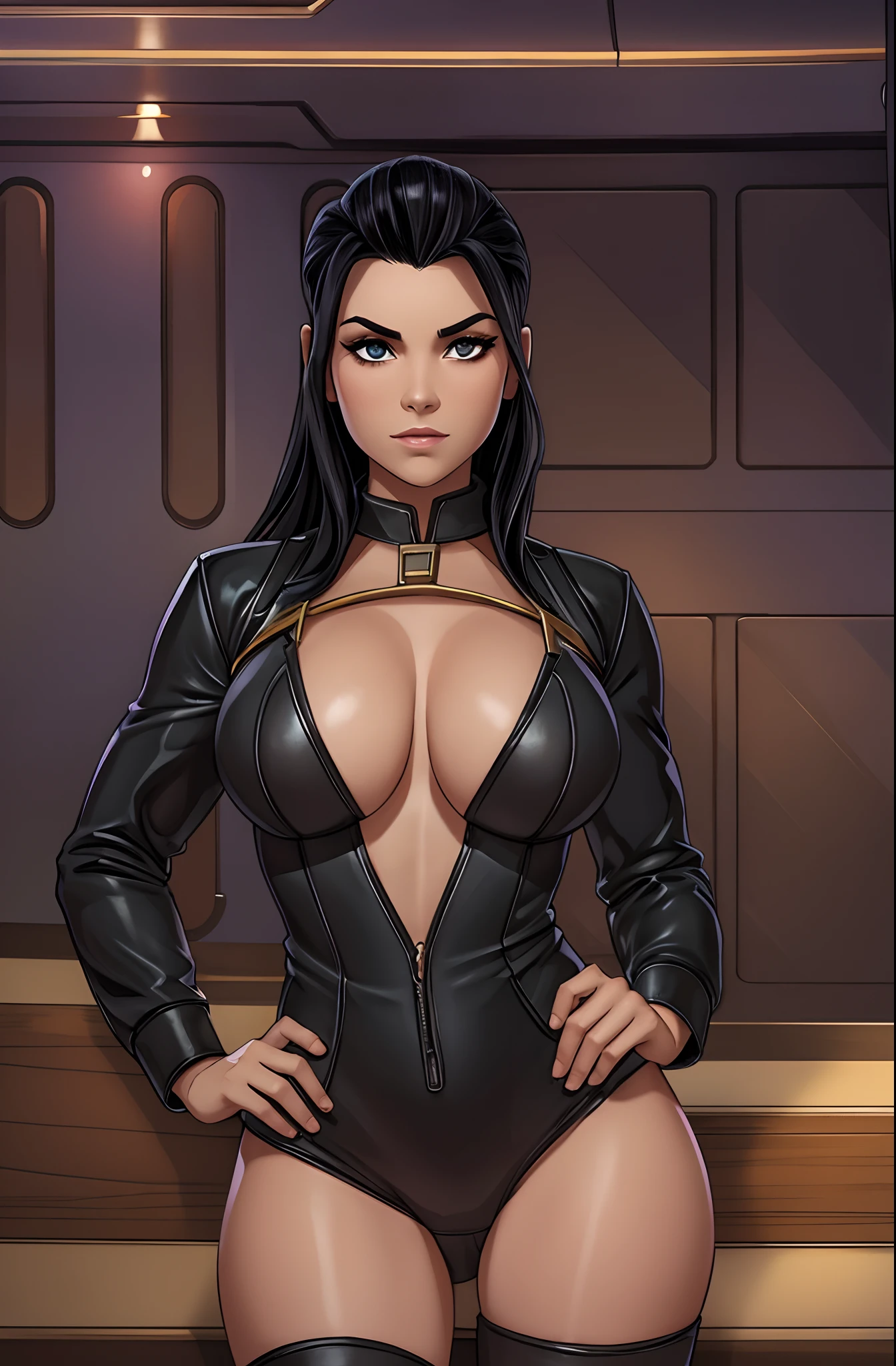 black haired smuggler in a disreputable bar