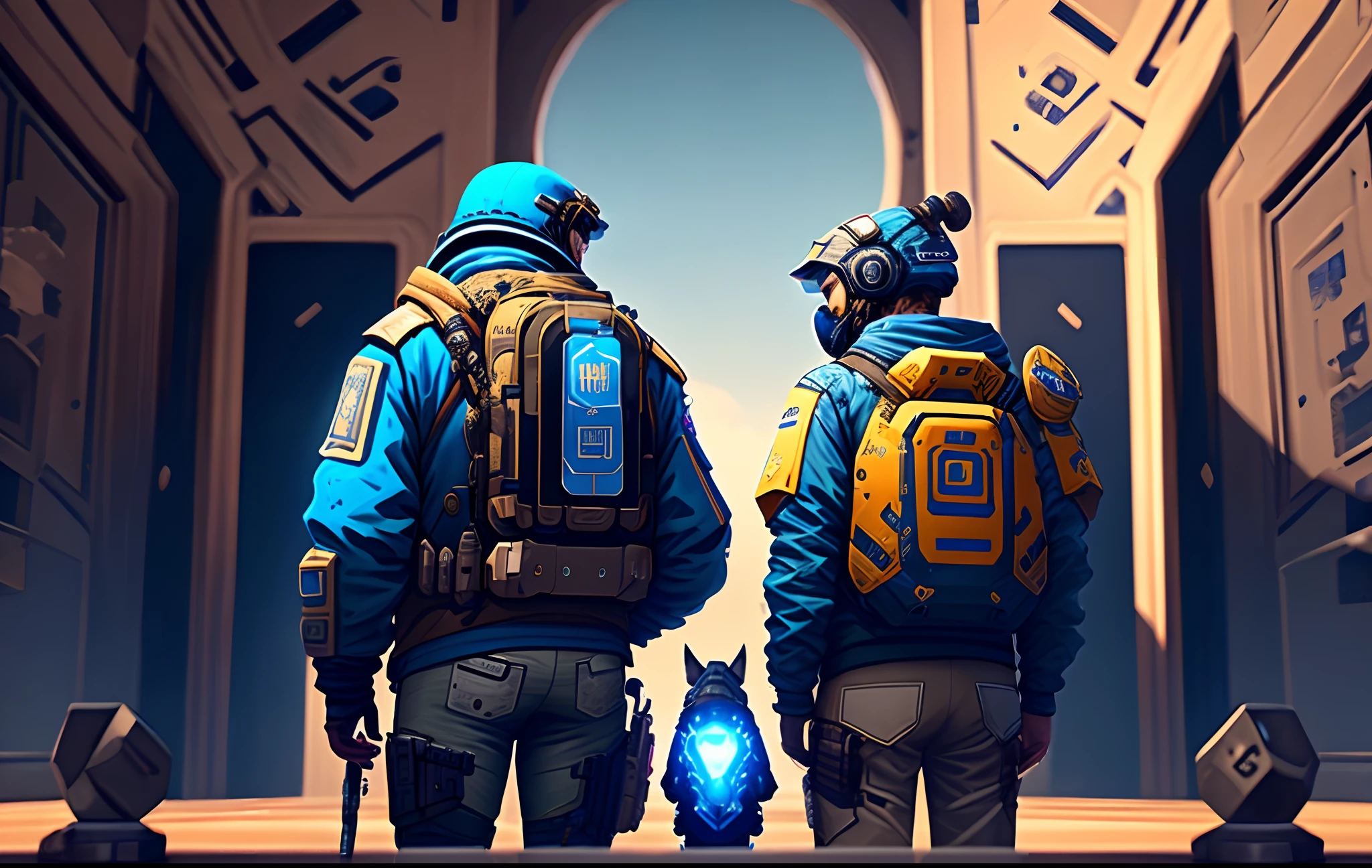 Blue simulacrum from apex with peacekeeper and p2020 staring at Wattson