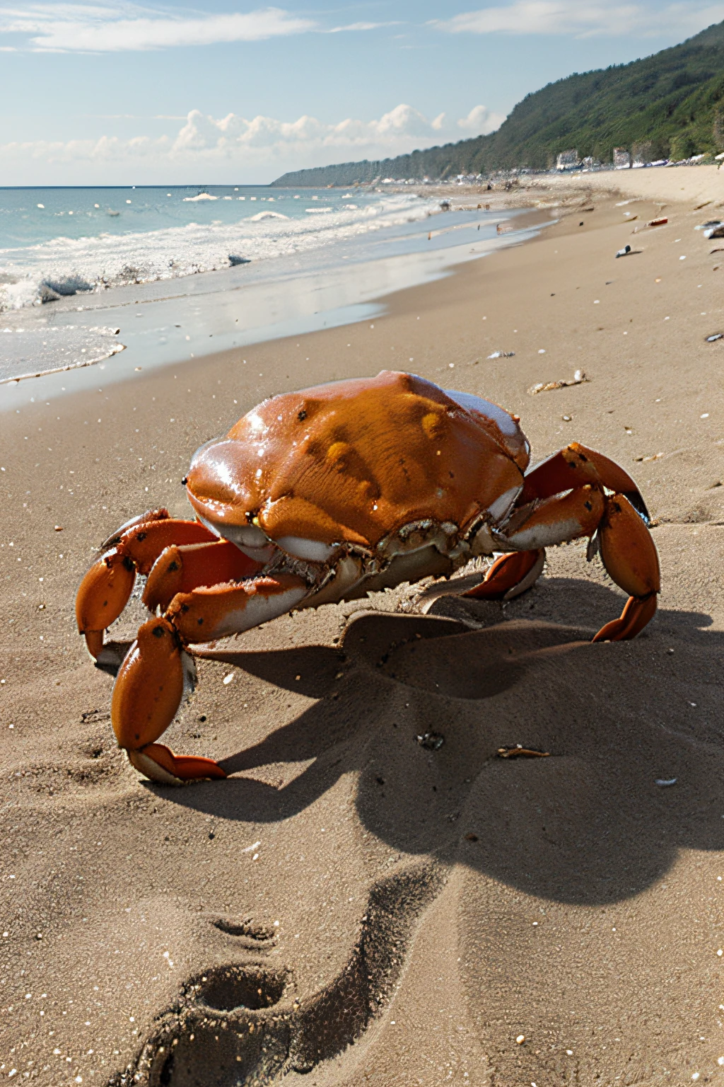 orange crab in the beach