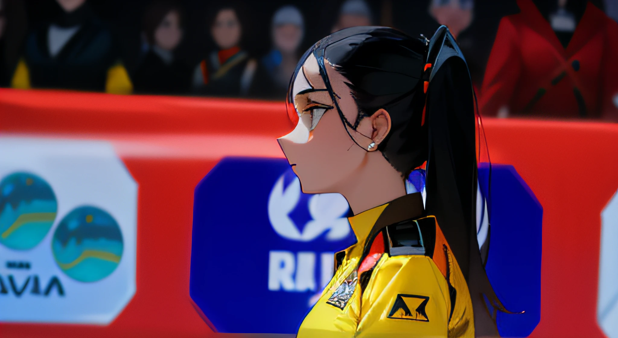 araffe woman in yellow and black uniform standing in front of a crowd, simona sbaffi is the captain, sanja stikovic, mina petrovic, alina ivanchenko, ewa juszkiewicz, magdalena radziej, olga buzova, anastasia ovchinnikova, viktoria gavrilenko, julia gorokhova, laura sava