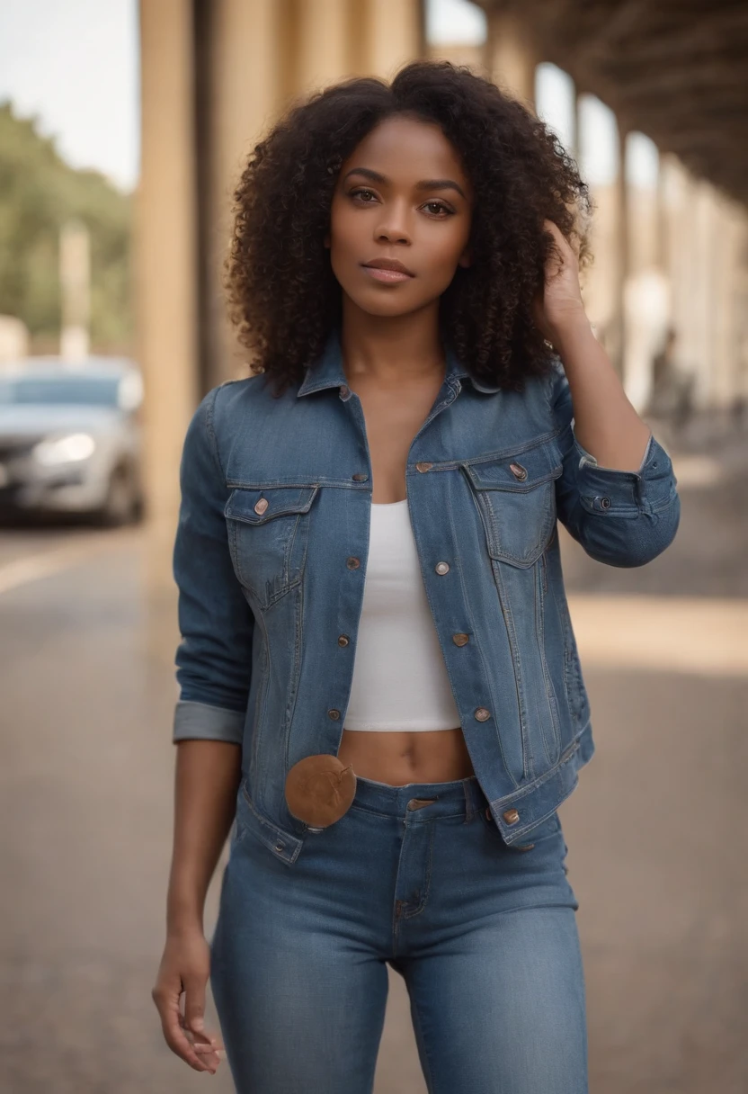 garota negra, alto, gorgeous, Afrodescendente, 18 anos, Pelé Lisa, cabelos pretos. jaqueta de couro preta, Denim Jeans Pants, Working on the underground base, altamente detalhado, bem iluminado, 8k, Artifact review, segurando um chicote longo. amazing detail, corpo inteiro,