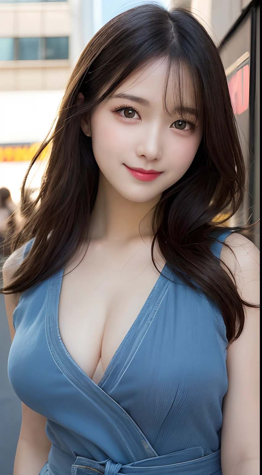 masutepiece, Best Quality, Illustration, Ultra-detailed, finely detail, hight resolution, 8K Wallpaper, Perfect dynamic composition, Beautiful detailed eyes, Women's Fashion Summer,Medium Hair,Small breasts natural color lip, Bold sexy poses,Smile,Harajuku、20 years girl、Cute、Sexy shot looking at camera