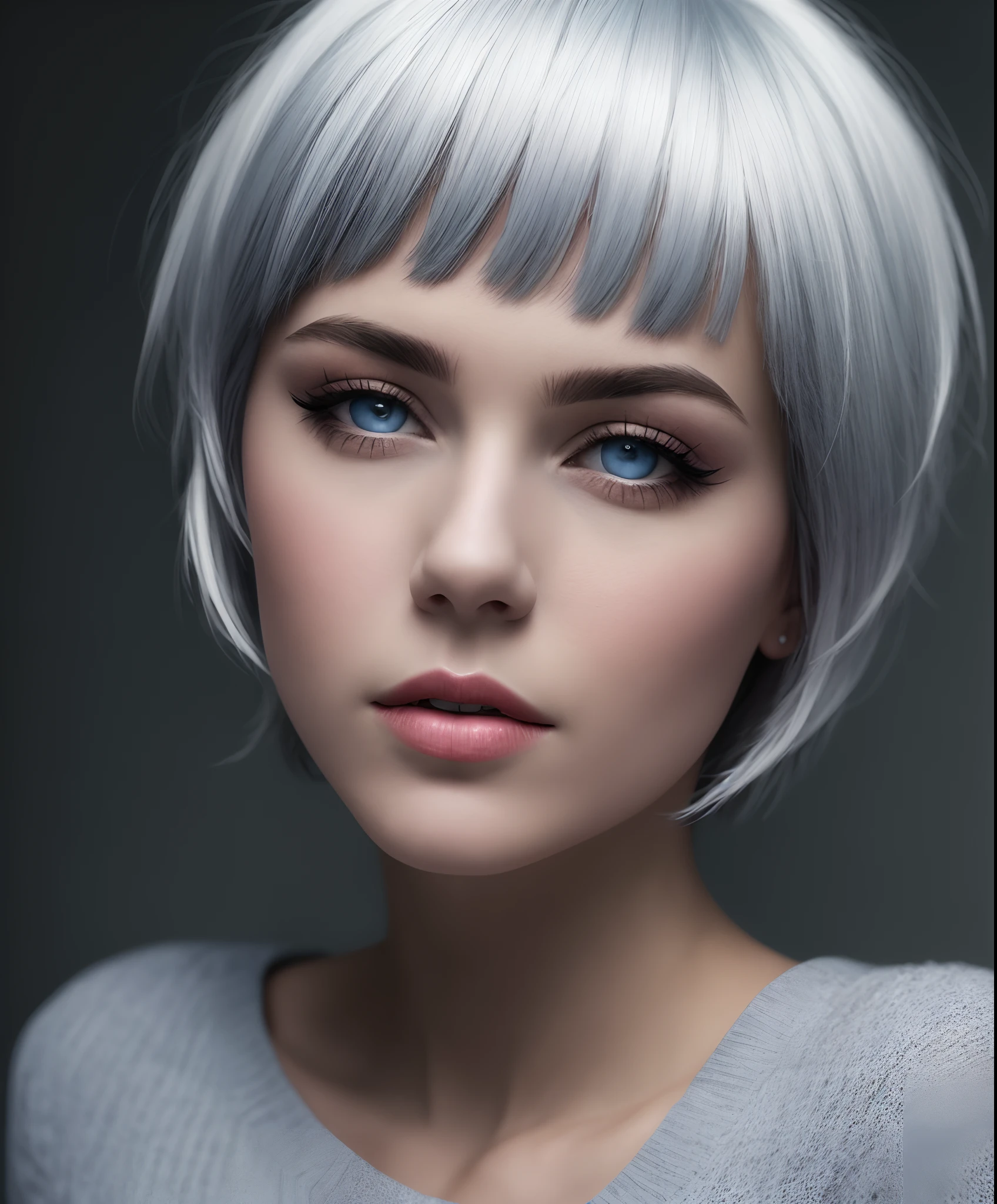 White Hair Blue Eyes Bob