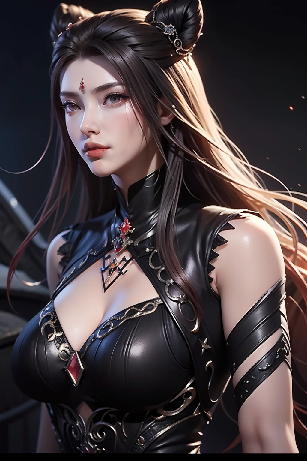 a close up of a woman in a black and red outfit, a beautiful fantasy empress, ((a beautiful fantasy empress)), xianxia fantasy, by Yang J, full body xianxia, game cg, fantasy art style, inspired by Li Mei-shu, xision wu, loong, beautiful elegant demon queen, yun ling, digital fantasy art ) UHD, retina, masterpiece, ccurate, anatomically correct, textured skin, super detail, high quality, award winning, best quality, highres, HD, 16k, full body