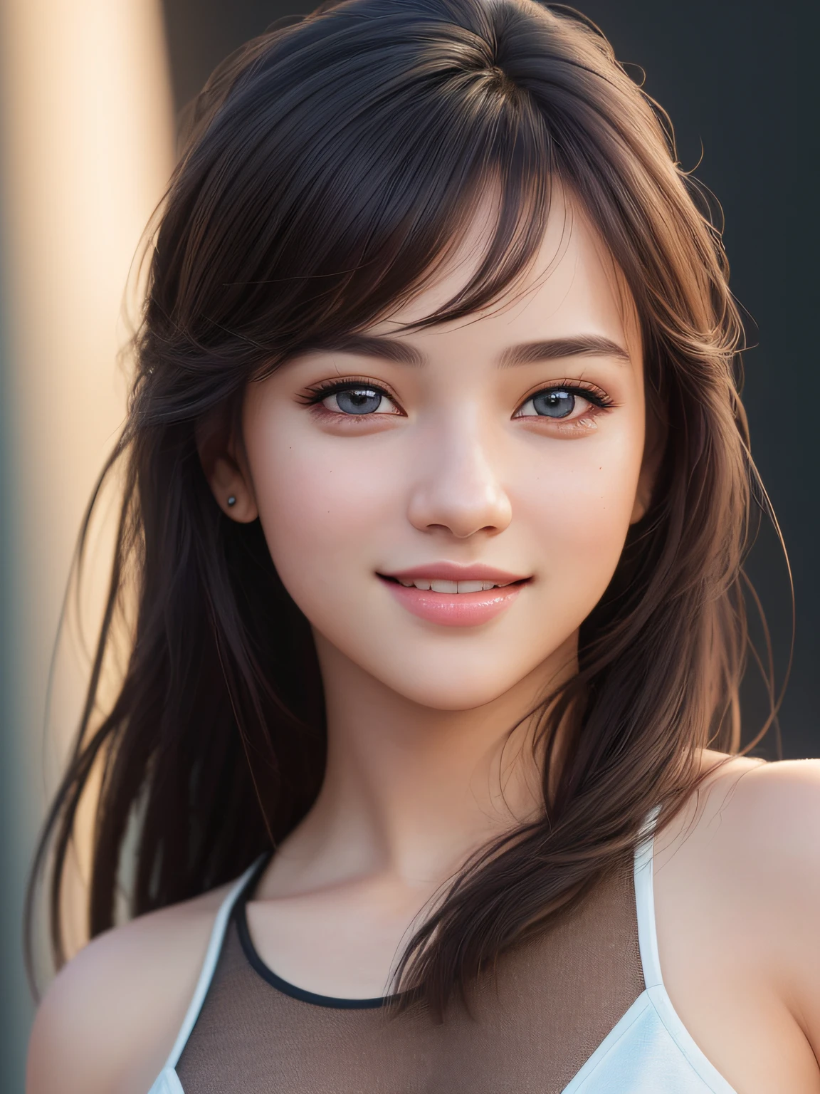 1 girl,light smile,full body,simple background,
​master piece,4K,8K,(​master piece,ultra high resolution:1.5),(​master piece,photo realistic:1.5),​master piece,detailed eyes,​master piece,detailed face,