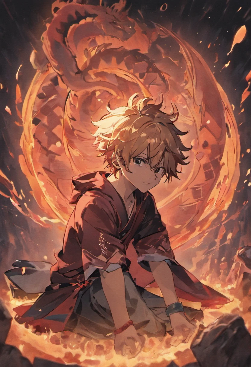 Anime boy sitting on the ground holding a red book, handsome japanese demon boy, detailed fan art, keqing from genshin impact, inspired by Bian Shoumin, official fan art, by Yang J, 🍁 Cute, zerochan art, zerochan, :14 80s anime style, zhongli from genshin impact, Genshin, handsome guy in demon slayer art