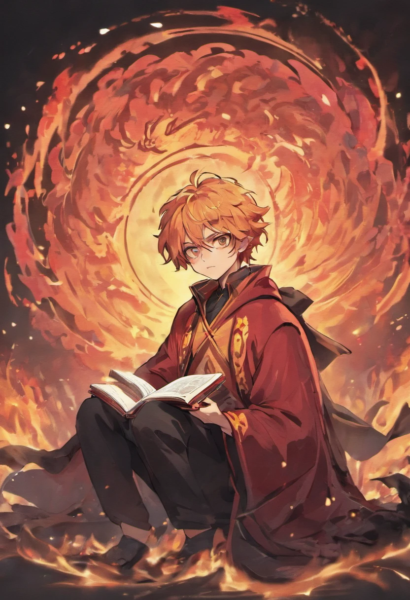 Anime boy sitting on the ground holding a red book, handsome japanese demon boy, detailed fan art, keqing from genshin impact, inspired by Bian Shoumin, official fan art, by Yang J, 🍁 Cute, zerochan art, zerochan, :14 80s anime style, zhongli from genshin impact, Genshin, handsome guy in demon slayer art