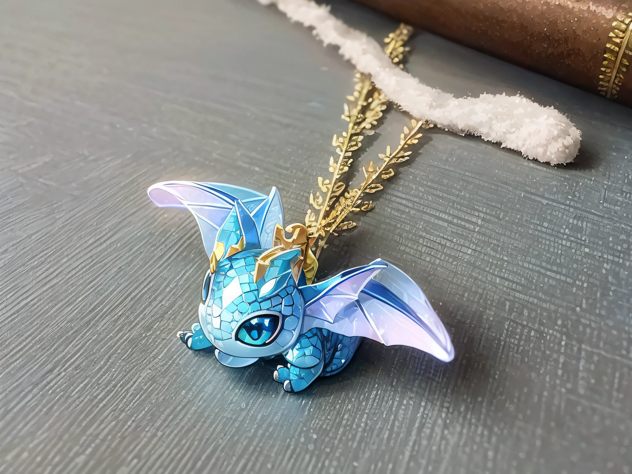 Chibi Dragon、Little Dragon、Cute Dragon、The back is made of light blue crystal.、wings are small、blue dragon、cute little、simple illustrations、Glittering scales