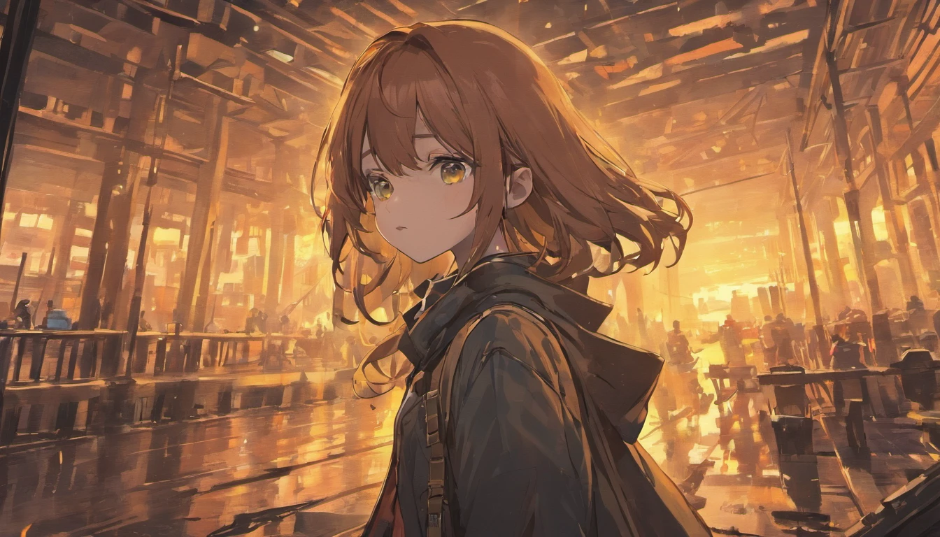 best quality, high_resolution, distinct_image, detailed background ,girl, post-apocalypse, masked face, armed, long hair, post-apocalyptic City landscape