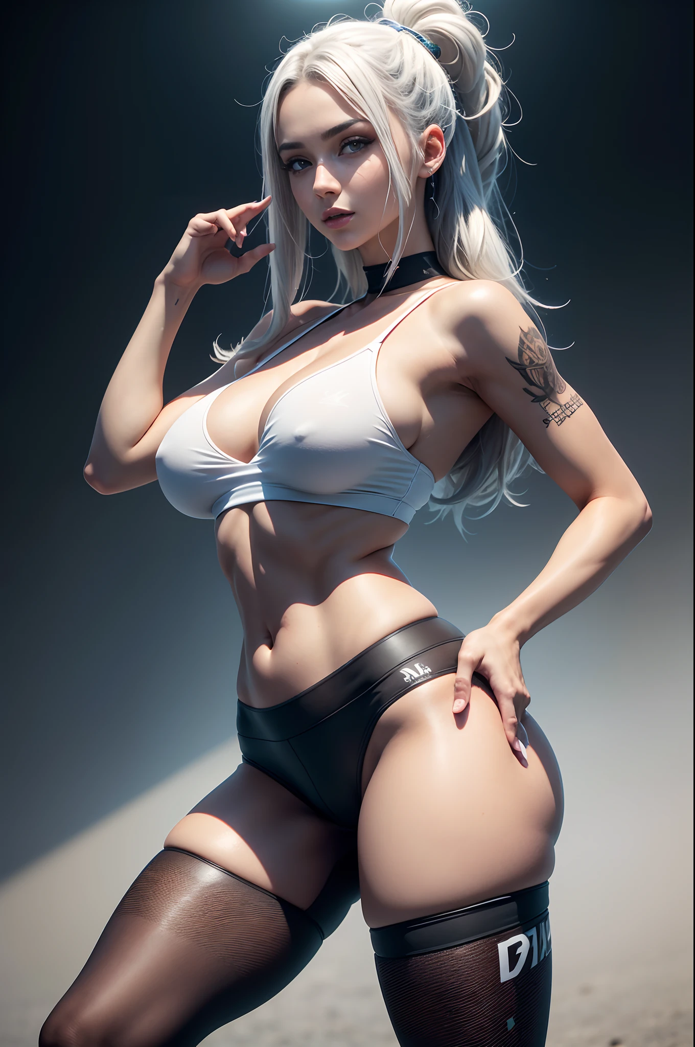 1个Giant Breast Girl, Olhos belos,cara vermelha,The lips are slightly open,cheio, symmetrical breasts,Convex buttocks,Camisa esportiva magra,White skinny yoga pants,Dedos de camelo,The lines between the thighs are detailed,white sneakers,cabelos de cor preta,rabo de cavalo alto,Obi Tira,Tatuado com,Pista de atletismo,Parques,Selvas,Lagos,close-up do peito,Closed glutes, HDR(HighDynamicRange), Traching de raias, NVIDIA RTX, Hyper-Resolution, Unreal 5, sub surface scattering, Texturas PBR, Post-processing, anisotropic filtering, profundidade de campos ,Maximum clarity and sharpness, Texturas de muitas camadas, Albedo e mapas Speculares, Surface Coloring, Precise simulation of light-material interactions, rendering by octane, dual-tone lighting, ISO baixo, White balance, Tricotomia, grande abertura, 8K BRUTO, High Efficiency Sub-Pixel, sub-pixel convolution, (Luminous Particle:1.4), {{tmasterpiece, melhor qualidade, CG extremamente detalhado, Unity 8k papel de parede, ....3d, cinmatic lighting, brilho do flare da lente}},