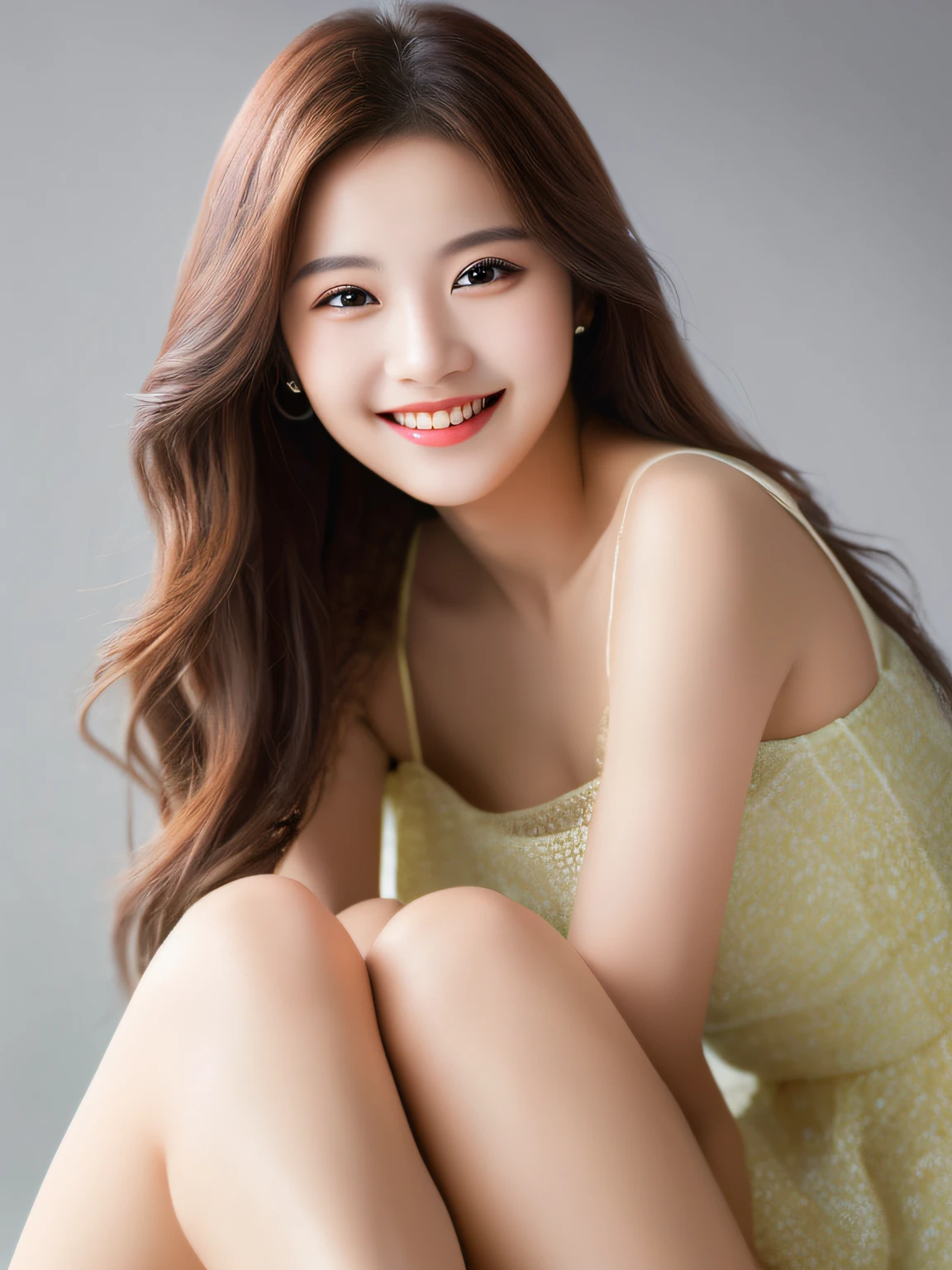1 girl,light smile,full body,simple background,
master piece,4K,8K,(master piece,ultra high resolution:1.5),(master piece,photo realistic:1.5),master piece,detailed eyes,master piece,detailed face,