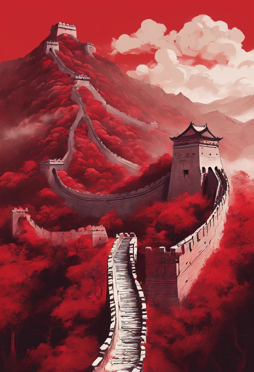 Great Wall of China，The rising sun rises in the east，Red spirit，Science and technology powerhouse