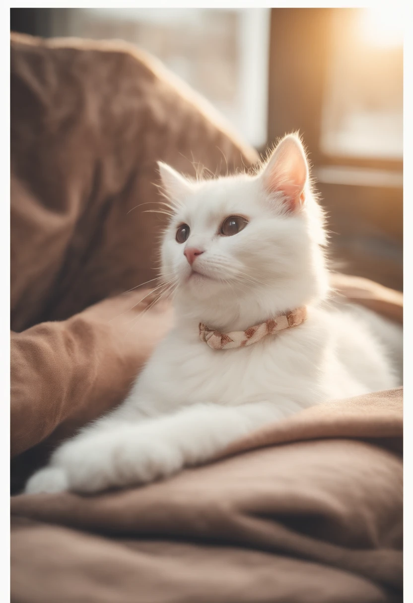 there is a cat on it, a cute little cat, The cutest kitten in history, Very beautiful and cute girl cat, Lewd and excited white cat, a cute little cat, Intelligent cat, an anthro cat, funny cat, cute kittens, And a sad cat. They read books on the couch、Sitting on a chair. They are relaxing after a hard day. They are wearing pajamas.