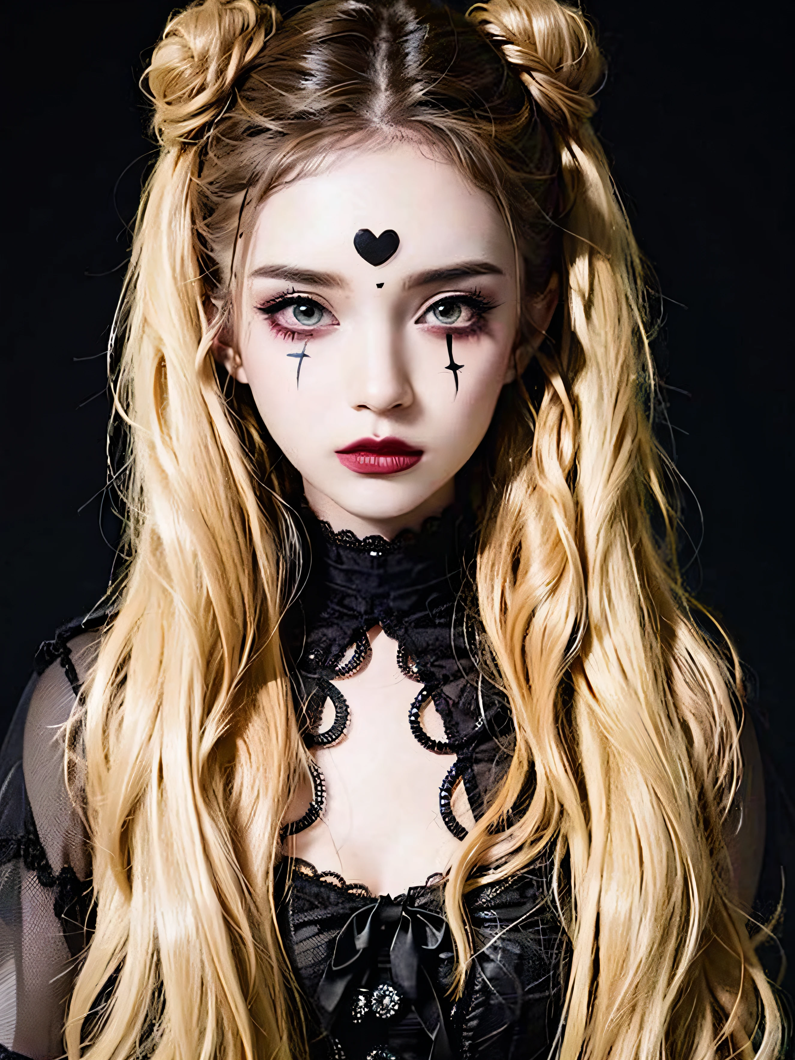 RAW photo, 1girl,South Korean idol ,  heart bun hair, HWmakeup, (Halloween costume:1.1), complex Halloween party background, (hdr, hyperdetailed:1.2)