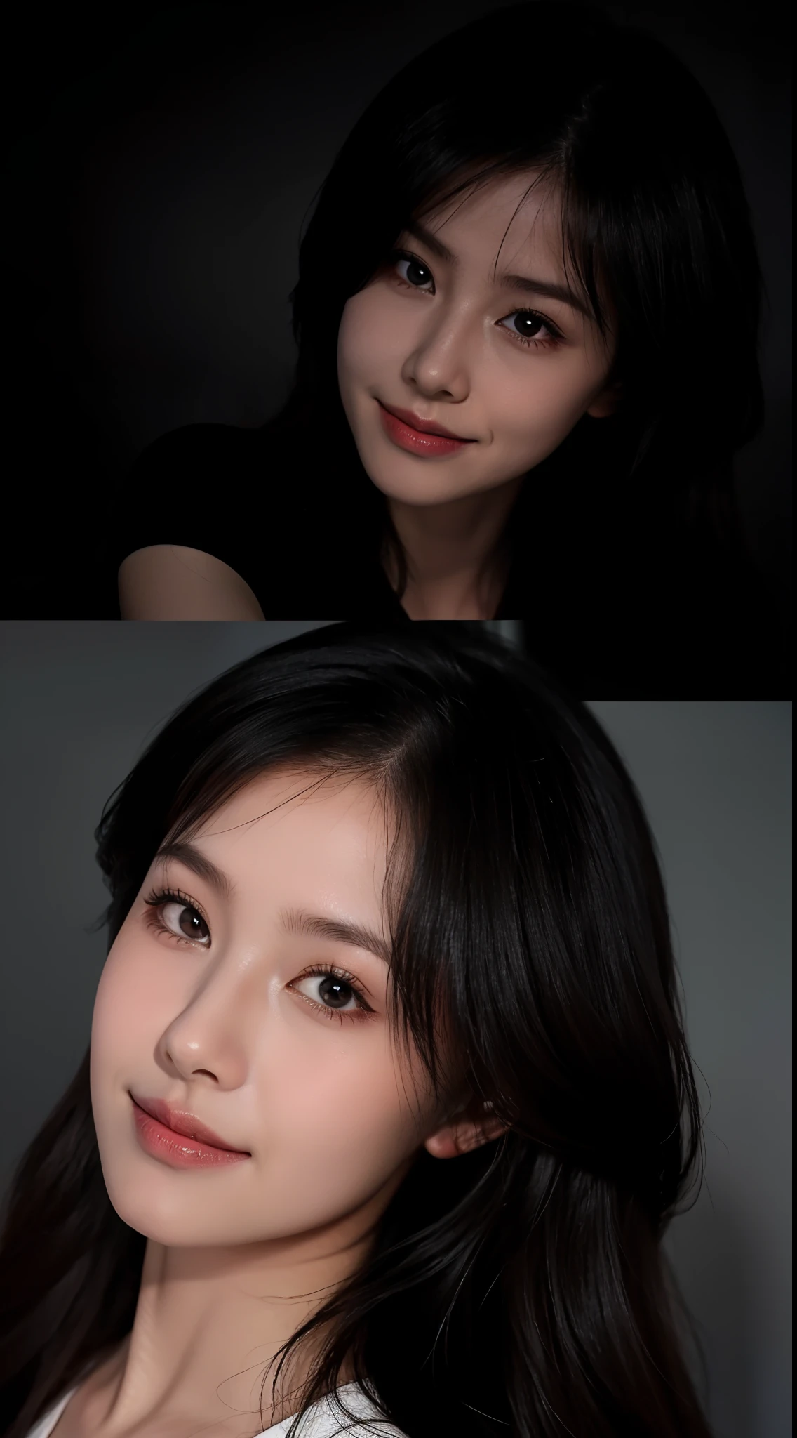 1girll,Fake smile,mid hair,sideface,In the dark,deepshadow