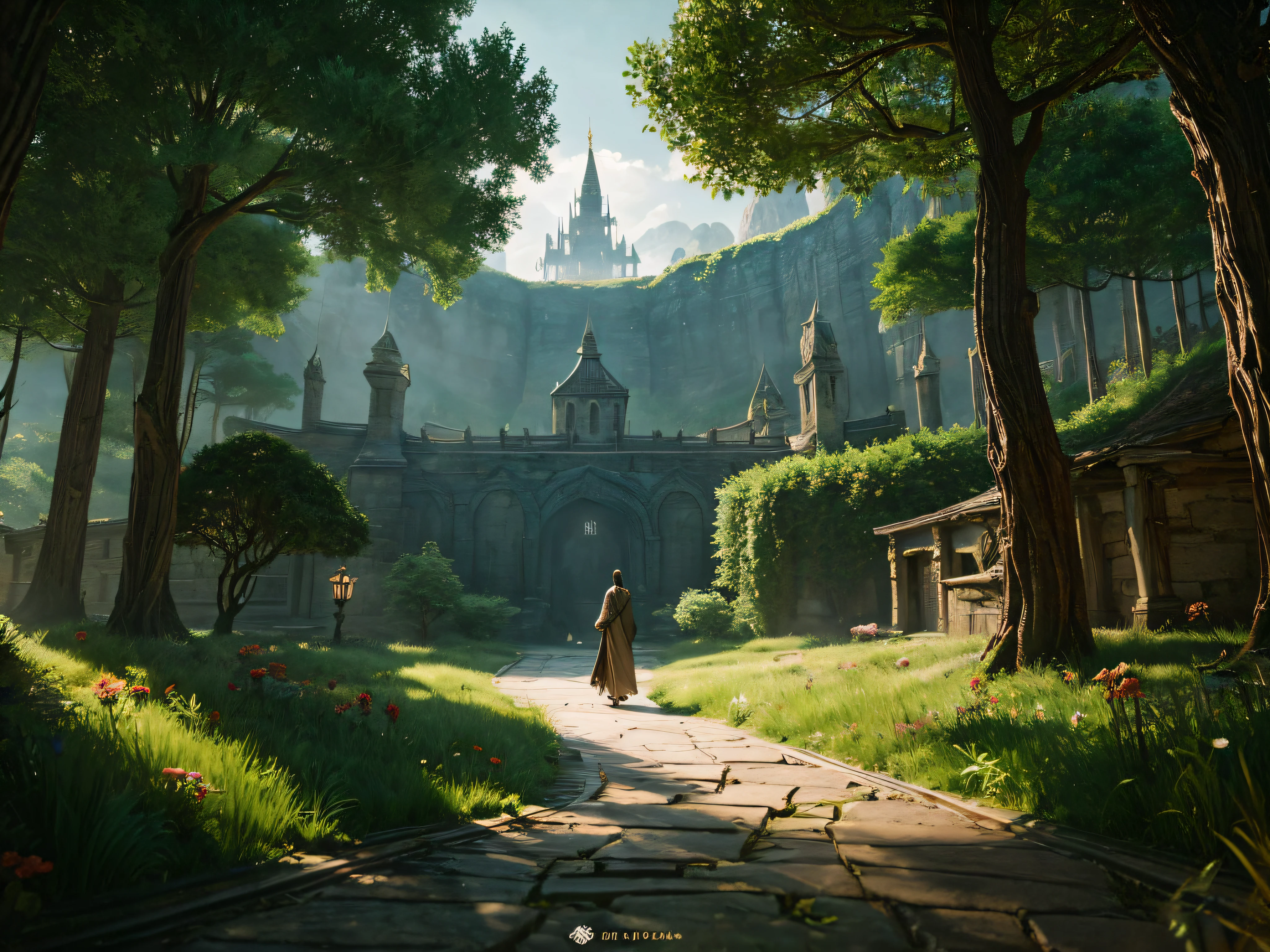 Elven Citadel: An ethereal citadel hidden within an ancient forest, inhabited by graceful elves.