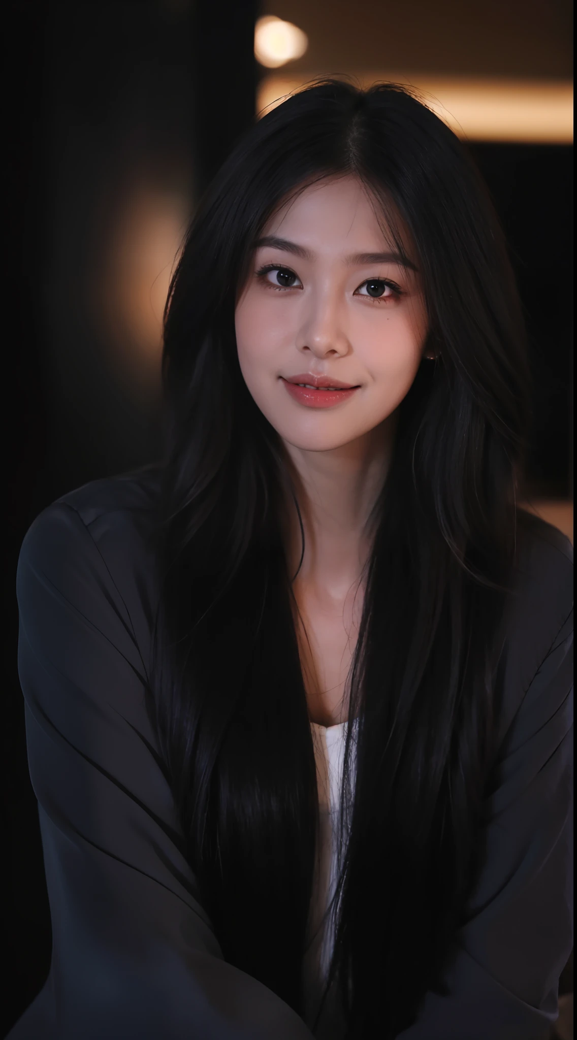 1girll,Fake smile,mid hair,sideface,In the dark,deepshadow