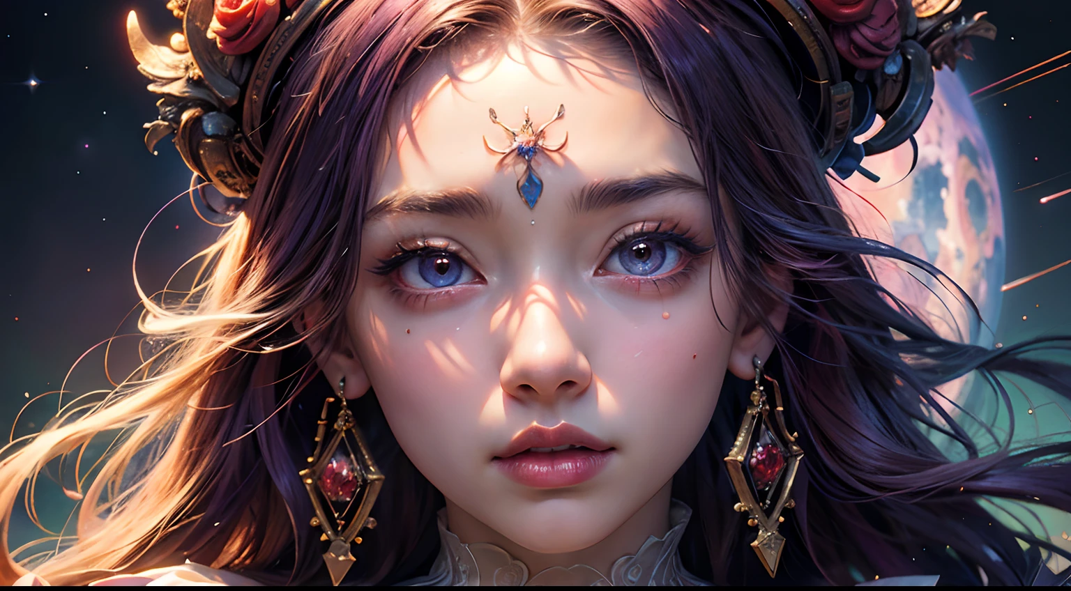 (masterpiece, top quality, best quality, official art, beautiful and aesthetic:1.2), extreme detailed,(fractal art:1.3),colorful,highest detailed, (1girl), (best quality: 0.8), (best quality: 0.8), perfect anime illustration, close-up portrait of a beautiful woman walking around town very long purple hair huge breasts blush red eyes (((nsfw))) transparent white dress neon night city super detailed super detailed face bright eyes galaxy in eyes absurd 4k Full HD top on pixiv super well done red eyes download file huge areolas erect (love juice 1;4) absurdities