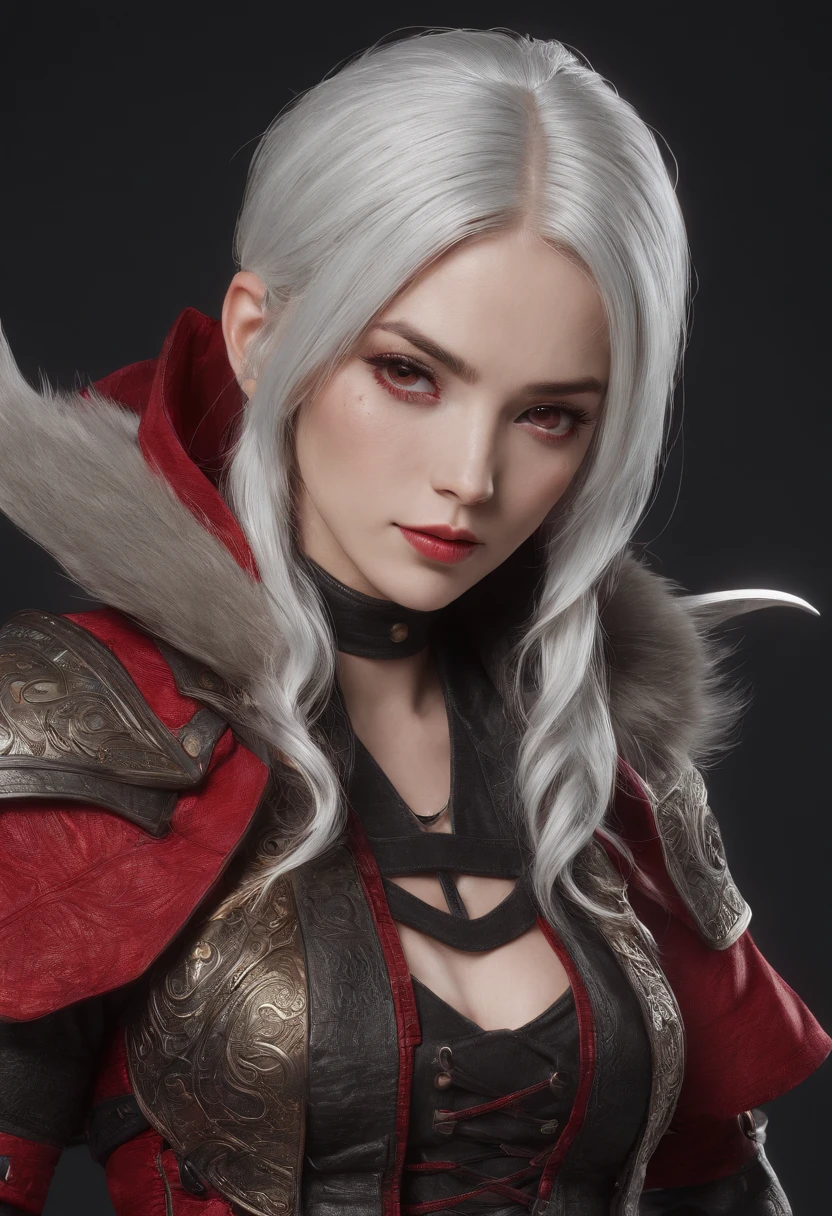 Cirilla Fiona Elen Riannon,Highest image quality,Outstanding details,超高分辨率,(Fidelity:1.4), Favor the details,closeup cleavage,dawn,Snow,winter,Wizard Sword,He has a delicate and beautiful face,Red Japanese oni armor,Raised sexy,frontage,cyber punk perssonage,Futuristic,mechanically aesthetic,Virtual Engine 5,Perfect detail rendering,rendering by octane,hyper HD