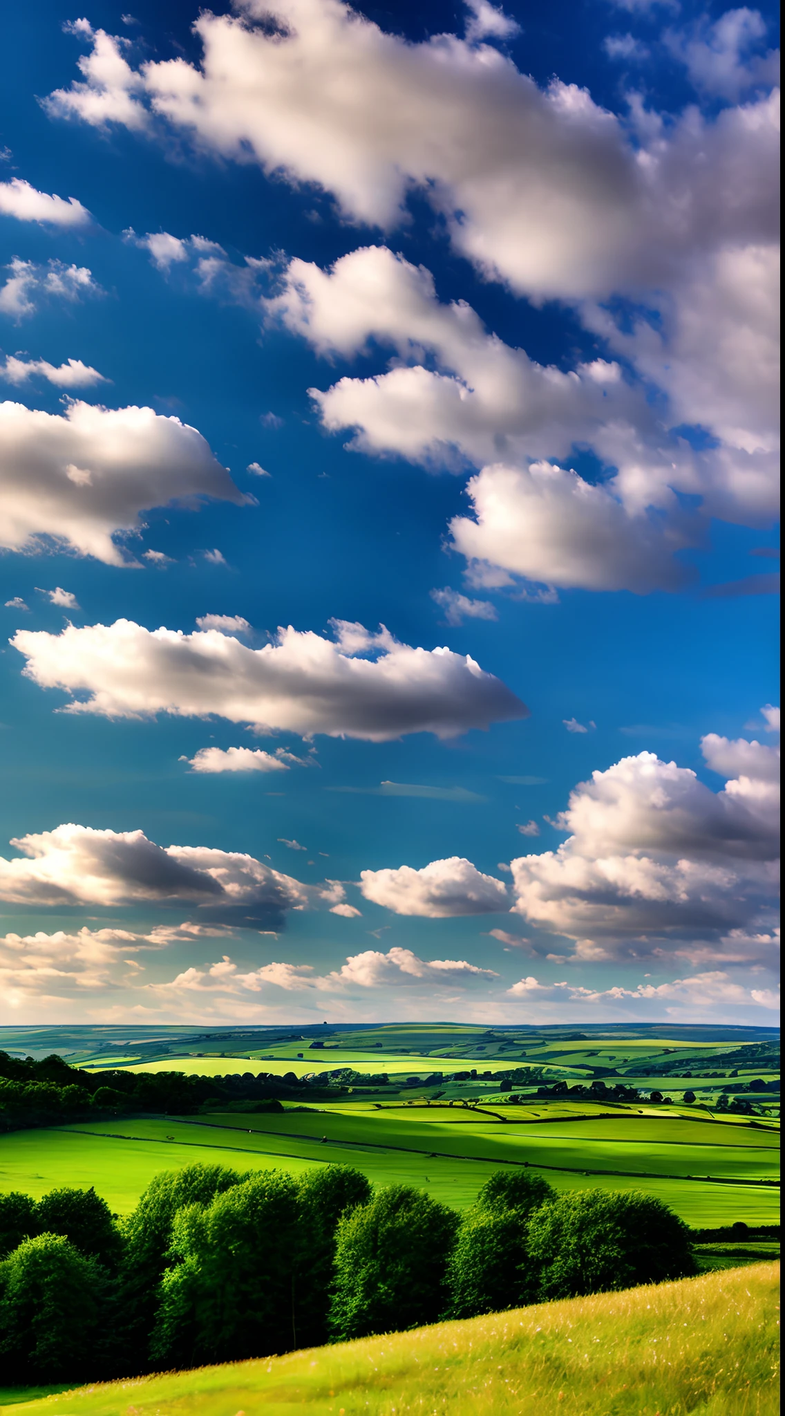 steppe landscape，blues sky and clouds,  green forest, Dingdall effect，a country road，Colorful hot air balloons，high quality desktop wallpaper, verdant forest, detailed fields nature, beautiful english countryside, Stunning landscape, Rolling hills, Landscape wallpaper, lush countryside, Patches of green forest, breathtaking landscape, green fields in the background, High quality wallpaper, Beautiful wallpaper