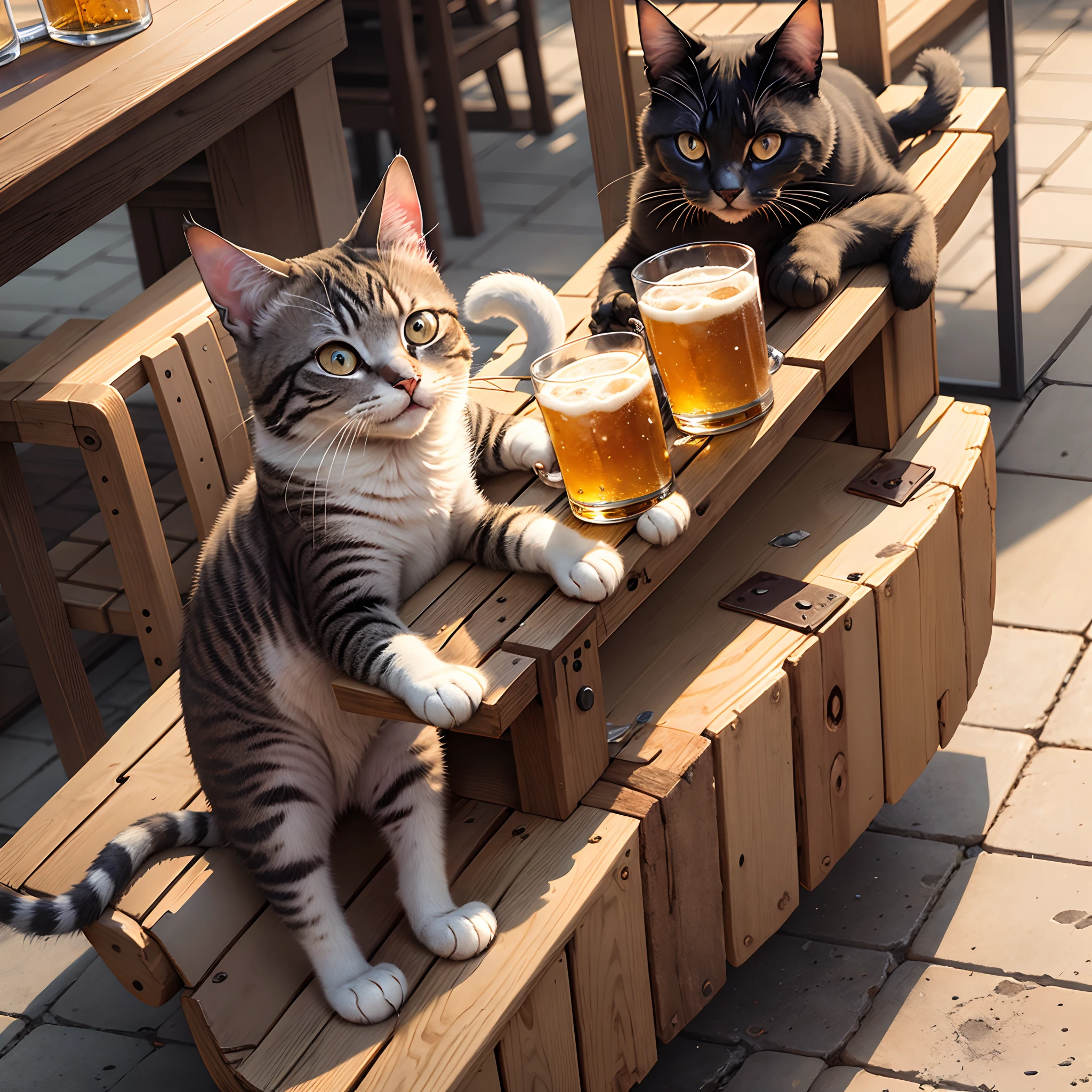 Katze trinkt Bier
