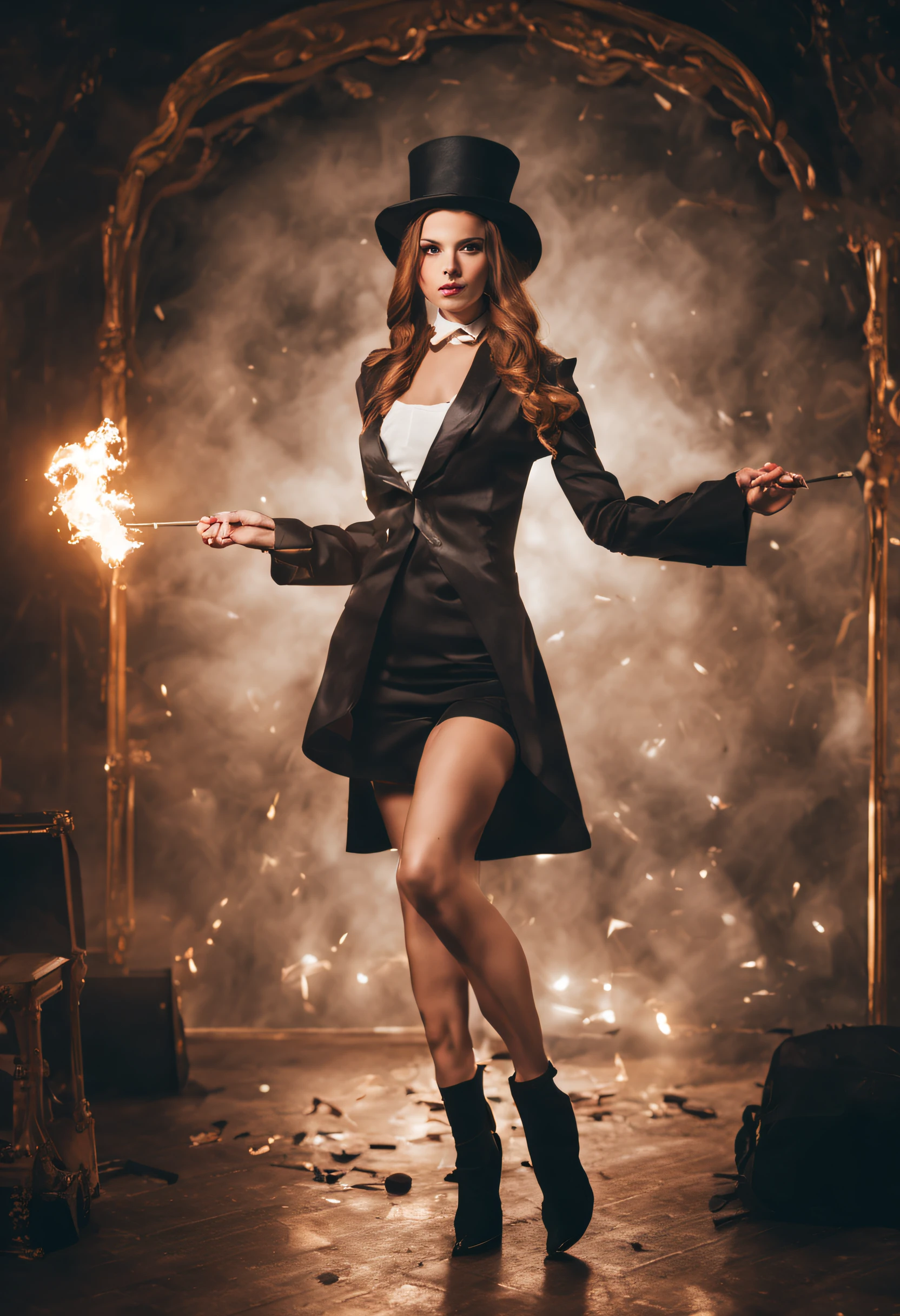 female magician using stick