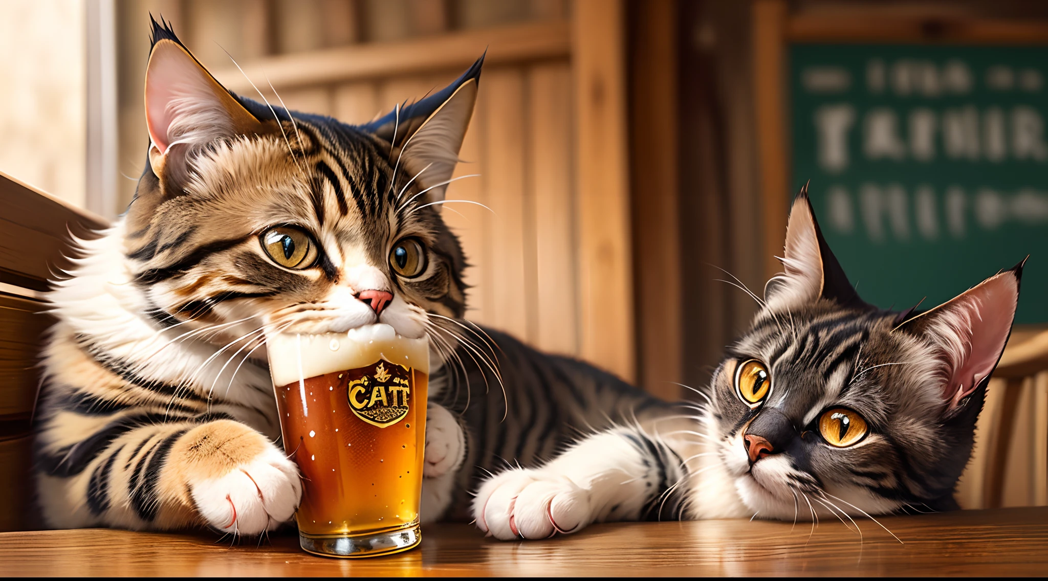 CAT drinking a beer