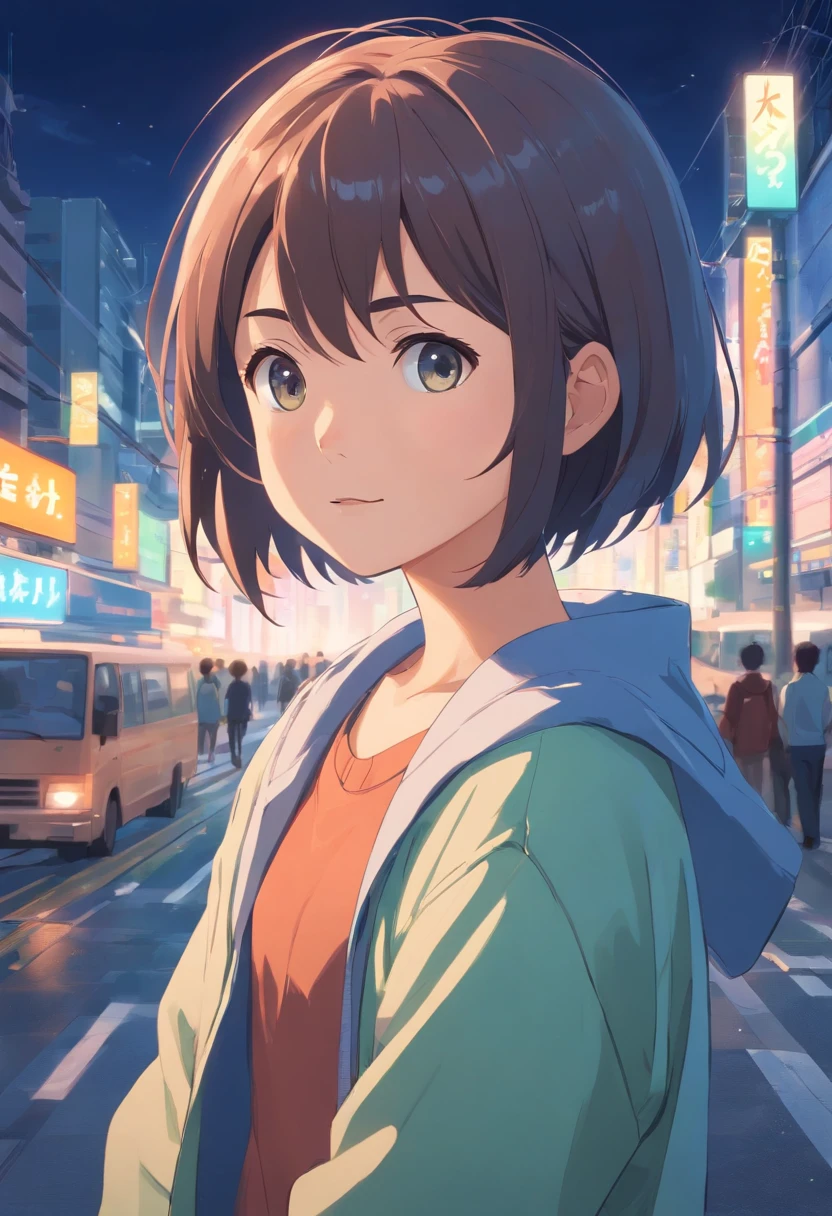 8--old l, Short hair, Close-up shot.