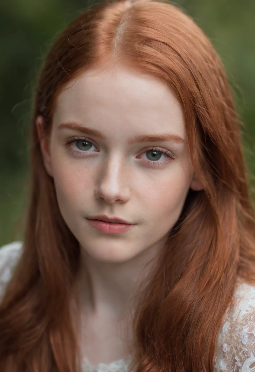 Gorgeous redhead, long straight hair.