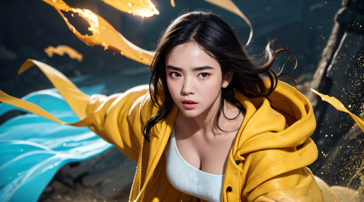 Realistic painting_book_cover:1.3, Little girl goes to the pyramids,CG Giant, Smooth CG art, Realistic. Cheng Yi, Realistic secret style, A lovely secret rendering, Rendu portrait 8k, Render character art 8 K, Kawaii realistic portrait, (Linen batik scarf), Angry fighting stance, looking at the ground, Batik linen bandana, Chinese python pattern long-sleeved garment,Uncharted(Abstract propylene splash:1.2), Dark clouds lightning background,废墟(realisticlying:1.4),Black color hair,Flour fluttering,Telephoto lens high, A high resolution, the detail, RAW photogr, Sharp Re, Nikon D850 Film Stock Photo by Jefferies Lee 4 Kodak Portra 400 Camera F1.6 shots, Rich colors, ultra-realistic vivid textures, Dramatic lighting,8K quality, Girls,Backstreets, Dark clouds lightning background(realisticlying:1.4),Black color hair,Uncharted, RAW photogr, Sharp Re, Nikon D850 Film Stock Photo by Jefferies Lee 4 Kodak Portra 400 Camera F1.6 shots, Rich colors, ultra-realistic vivid textures, Drama light film CG agency,Tropical canyon battle scene、Chinese big breasts、Vintage trench coat、three kingdom、ember、100 people、Faraway view、intense battles、high detal、masuter piece、NSFW,Multi-layered long-sleeved gauze garment,Quick-dry vest,Colorful cotton and linen sweater,Red and black snake cloak cloak,Doomsday ruins(Uncharted)Climb the streets(Armageddon)eyes filled with angry,He clenched his fists