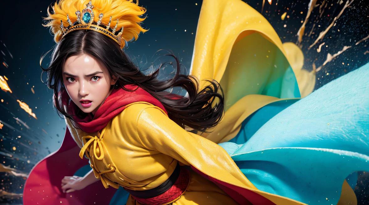 Best quality, High_Resolution, distinct_image, Detailed background ,Girl, Hanbok,flower,sonoko,Moon, Night,Dutch angle, Wide shot, crown,Realistic painting_book_cover:1.3, Little girl goes to the pyramids，CG Giant, Smooth CG art, Realistic. Cheng Yi, Realistic secret style, A lovely secret rendering, Rendu portrait 8k, Render character art 8 K, Kawaii realistic portrait， （Linen batik scarf）， Angry fighting stance， looking at the ground， Batik linen bandana， Chinese python pattern long-sleeved garment，Uncharted（Abstract propylene splash：1.2）， Dark clouds lightning background，废墟（realisticlying：1.4），Black color hair，Flour fluttering，Telephoto lens high， A high resolution， the detail， RAW photogr， Sharp Re， Nikon D850 Film Stock Photo by Jefferies Lee 4 Kodak Portra 400 Camera F1.6 shots, Rich colors, ultra-realistic vivid textures, Dramatic lighting，8K quality, Girls，Backstreets， Dark clouds lightning background（realisticlying：1.4），Black color hair，Uncharted， RAW photogr， Sharp Re， Nikon D850 Film Stock Photo by Jefferies Lee 4 Kodak Portra 400 Camera F1.6 shots, Rich colors, ultra-realistic vivid textures, Drama light film CG agency，Tropical canyon battle scene、Chinese big breasts、Vintage trench coat、three kingdom、ember、100 people、Faraway view、intense battles、high detal、masuter piece、NSFW，Multi-layered long-sleeved gauze garment，Quick-drying vest，Colorful cotton and linen sweater，Red and black snake cloak cloak，Doomsday ruins（Uncharted）Climb the streets（Armageddon）eyes filled with angry，He clenched his fists