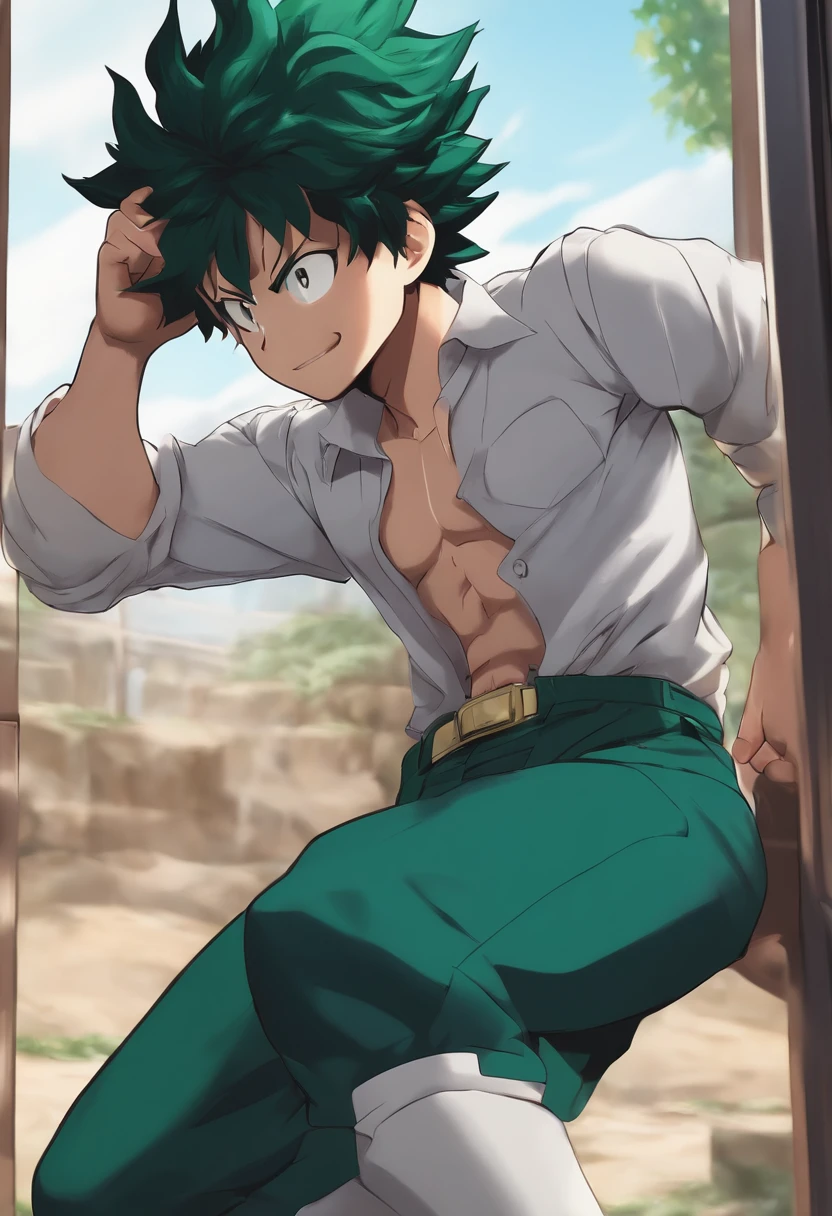 izuku midoriya showing his buttocks, farting, gassy, smelly