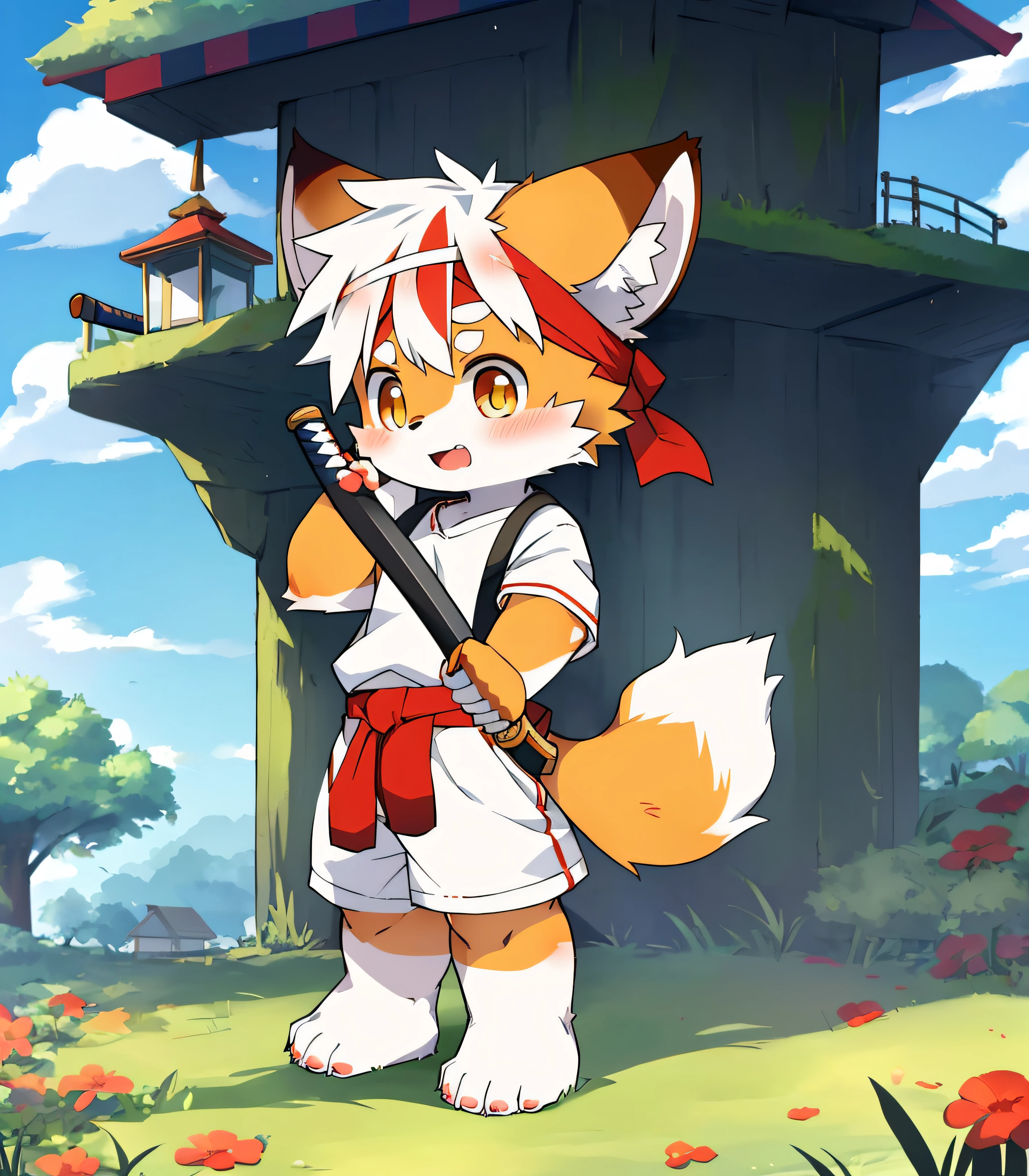 class:Red panda,Red panda,Red panda ager,Red Panda Boy,Colorful fur,Sharp ears,Colorful fur,Colorful skin,Beast too,Orc littssy fields,lawns,standing on your feet,Attention,blue-sky,shaggy,shaggy,Colorful fur,Colorful fur,Colorful fur,Colorful fur,male people,canid,adolable,adolable,adolable,solo person,Colorful fur,Golden eyes,Thick eyebrows,Fluffy tail,white short sleeve,short white pants,ultra - detailed:1.0,Libido boy,toddlers,toddlers,toddlers,Children,children's,Gamine,Beast too,Beast too,Beast too,adolable,adolable,younge boy(Via Dagasi:1.1),anatomy correct,Barefoot paws,Barefoot paws,standing on your feet,Attention,bald-headed,bald-headed,balding,balding,Colored paws,Stand on the lawn,standing in grassy field,Stand on the lawn,red waistband,Red headband,Blood,A child with a katana in his hand,A child with a serious expression,Colorful fur