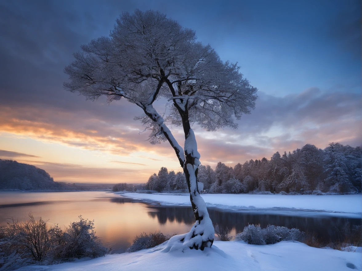 шедевр, beste-Qualit, highly quality, extremely detailed CG 8k wallpaper unit, paysage, hiver, ((neige)), dehors, ciel, jour, paysage, Eau, arbre, ciel bleu, cascade , nature, lac, Rio, ciel nuageux, science-fiction, high-tech, metals, cyberpunk, dark SF