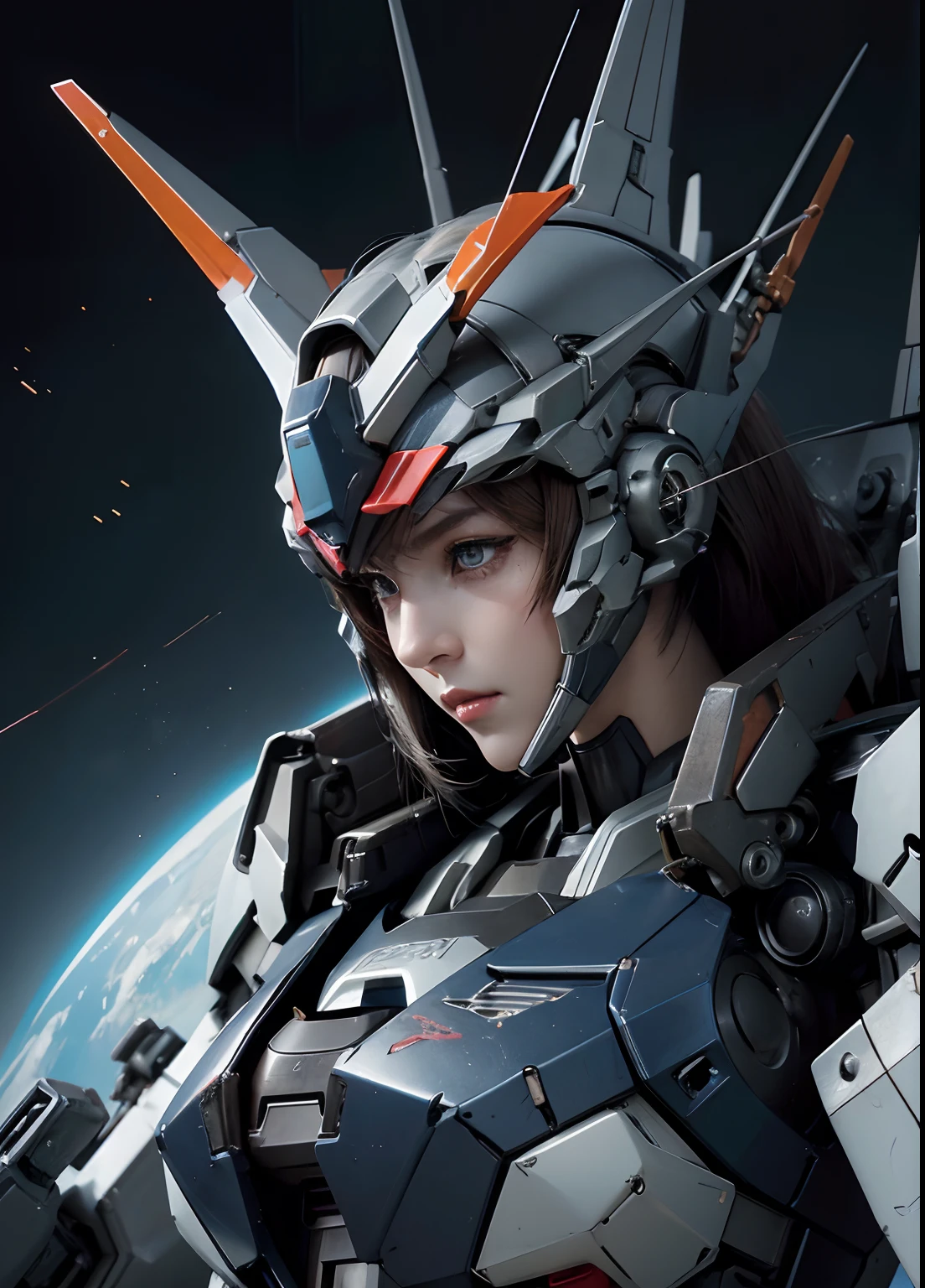 Textured skin, Super Detail, high details, High quality, Best Quality, hight resolution, 1080p, hard disk, Beautiful,(Gundam),(rx782),beautiful cyborg woman,Mecha Cyborg Girl,Battle Mode,Girl with a Mecha Body,She wears a futuristic Gundam mecha,Fulll body Shot