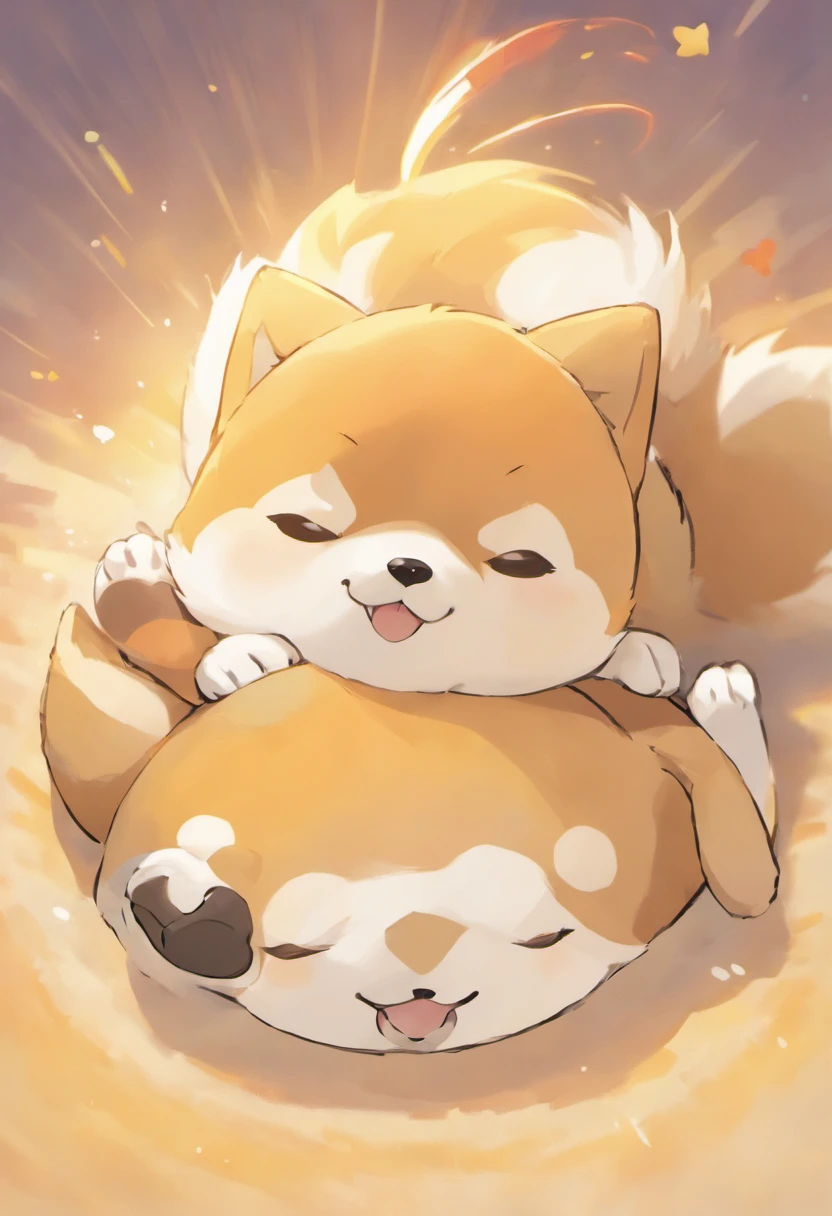 Shiba Inu, beautifully rendered in detail, from below,sleeping,