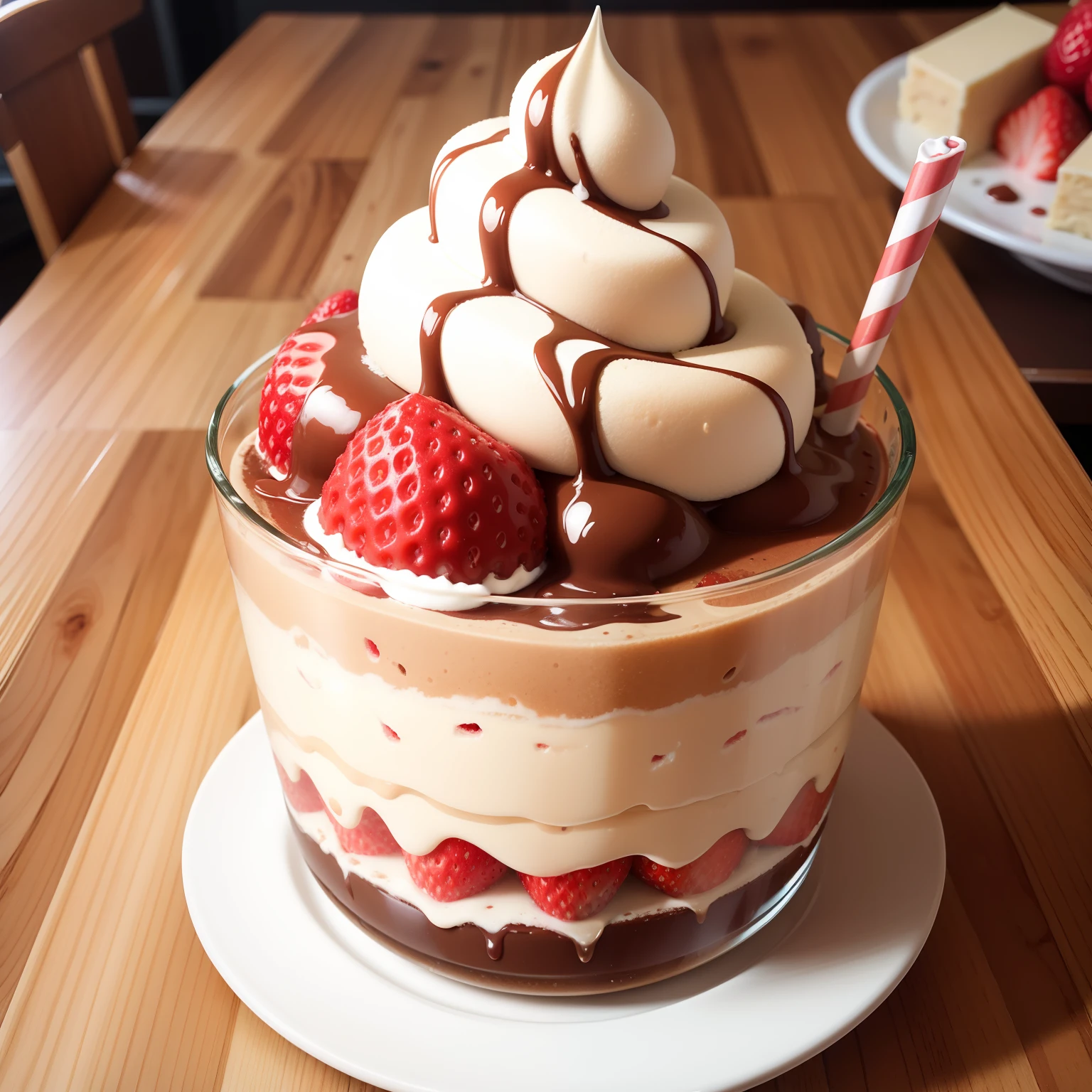 Giant parfait strawberry chocolate ice cream Pocky Heavy cream top-quality masterpiece 超A high resolution It looks delicious