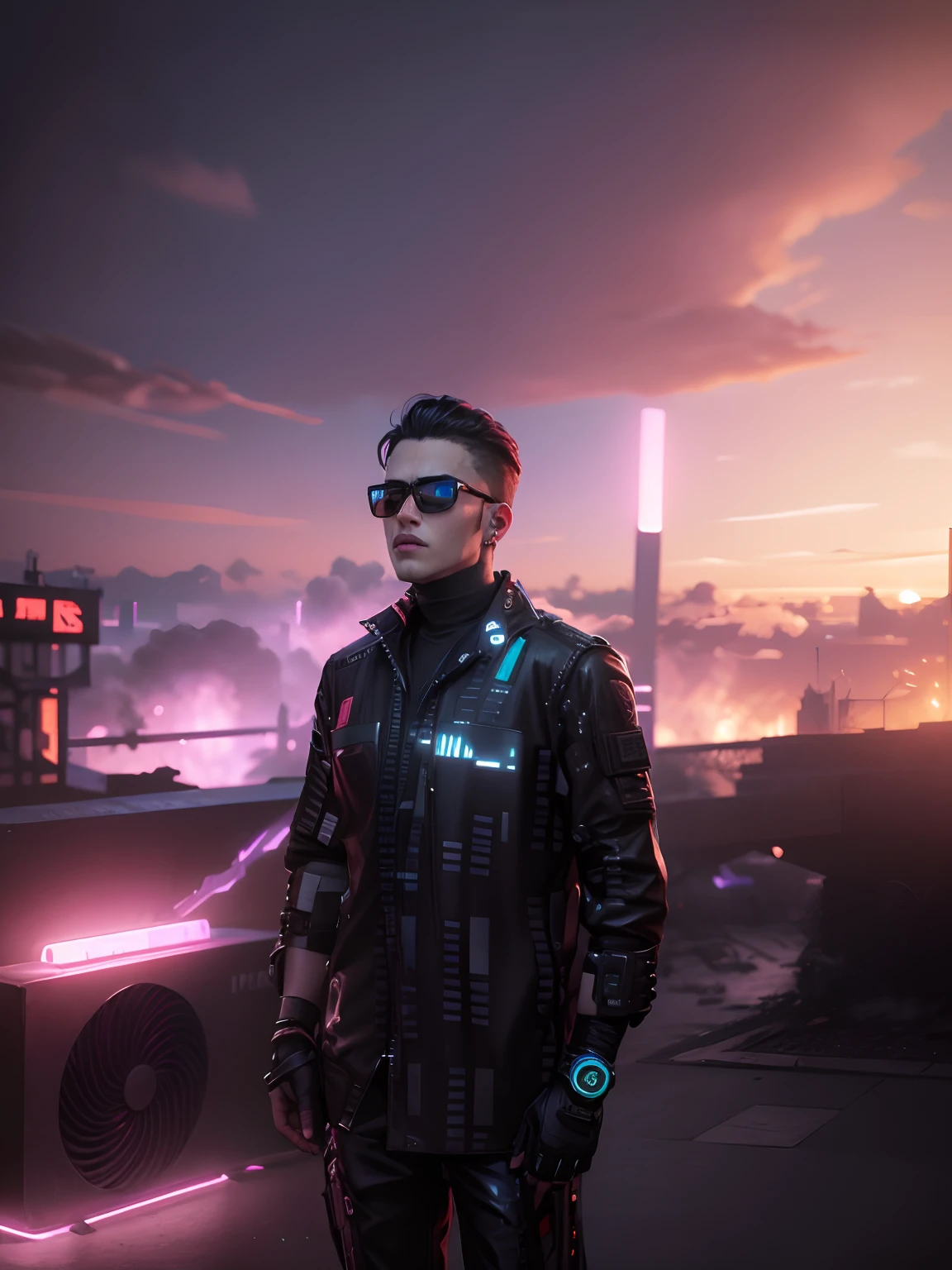 Change background cyberpunk handsome boy, real face, 8k, ultra real