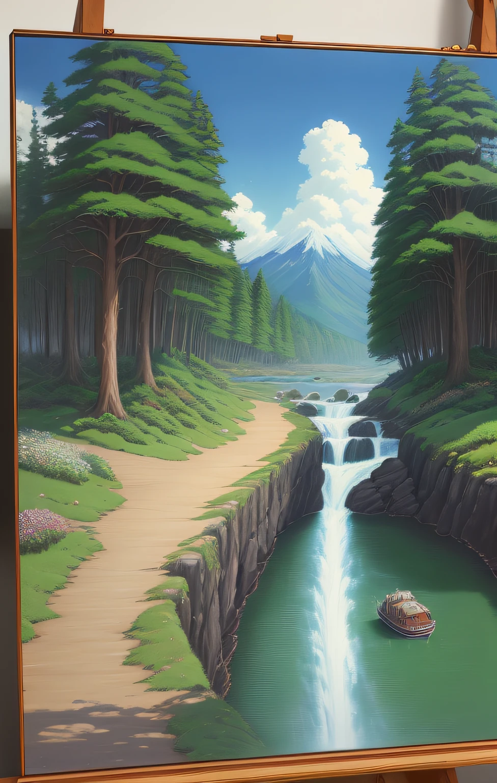 Realistic, authentic, beautiful and stunning landscape oil painting Studio Ghibli Hayao Miyazaki --v6