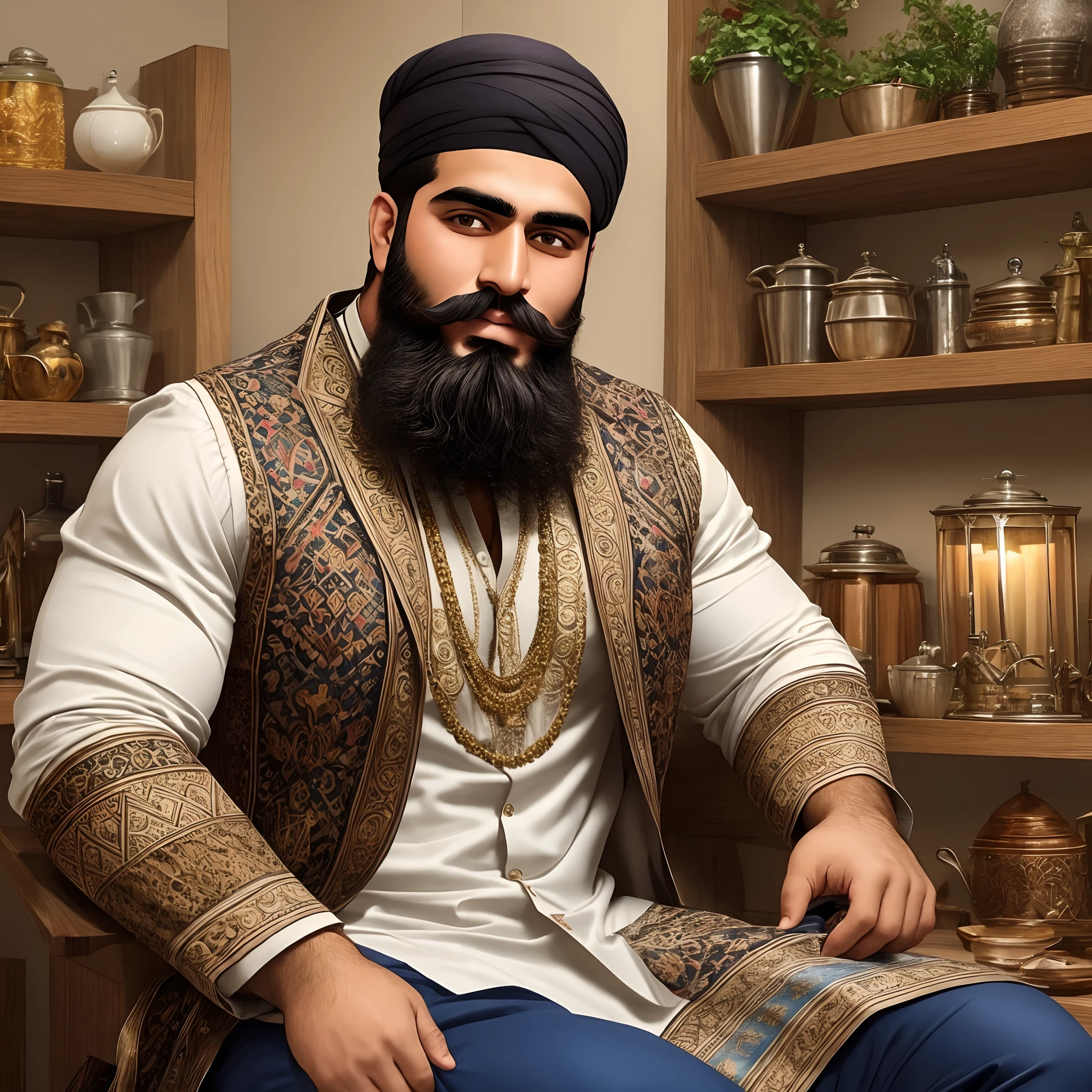 Handsome pakistani men with large beards --auto --s2