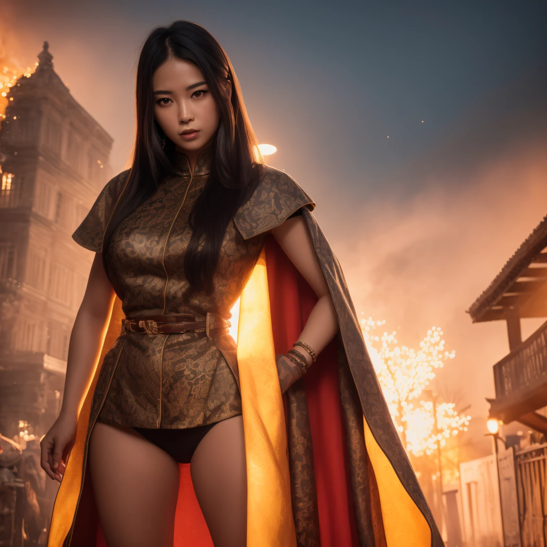 CG Giant Secret Realm,Asian women pose in colorful bikinis, Realistic secret manga girl rendering, detailed face of a asian girl, Realistic in the secret world, Smooth CG art, Realistic. Cheng Yi, Realistic secret style, A lovely secret rendering, Rendu portrait 8k, Render character art 8 K, Kawaii realistic portrait, (Linen batik scarf), Angry fighting stance, looking at the ground, Batik linen bandana, Chinese python pattern long-sleeved garment,Uncharted(Abstract propylene splash:1.2), Dark clouds lightning background,废墟(realisticlying:1.4),Black color hair,Flour fluttering,Telephoto lens high, A high resolution, the detail, RAW photogr, Sharp Re, Nikon D850 Film Stock Photo by Jefferies Lee 4 Kodak Portra 400 Camera F1.6 shots, Rich colors, ultra-realistic vivid textures, Dramatic lighting,8K quality, Girls,Backstreets, Dark clouds lightning background(realisticlying:1.4),Black color hair,Uncharted, RAW photogr, Sharp Re, Nikon D850 Film Stock Photo by Jefferies Lee 4 Kodak Portra 400 Camera F1.6 shots, Rich colors, ultra-realistic vivid textures, Drama light film CG society,Tropical canyon battle scene、Chinese big breasts、Vintage trench coat、three kingdom、ember、100 people、Faraway view、intense battles、high detal、masuter piece、NSFW,Multi-layered long-sleeved gauze garment,Quick-dry vest,Colorful cotton and linen sweater,Red and black snake cloak cloak,Doomsday ruins(Uncharted)Climb the streets(Armageddon)eyes filled with angry,He clenched his fists