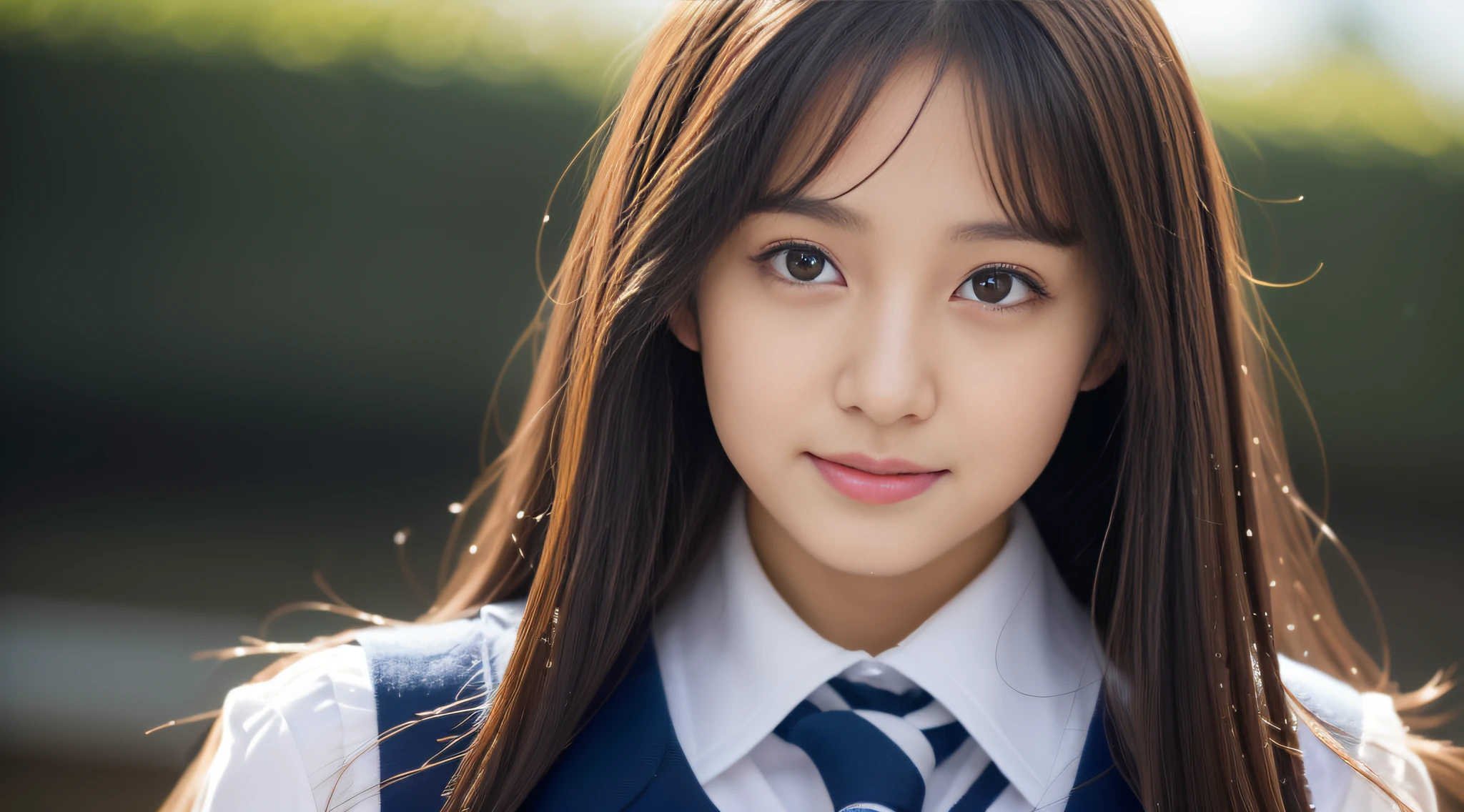 (((high detal,high-detail、​masterpiece,Attention to detail))),Arab-asian woman in uniform, Realistic Young Gravure Idol, a hyperrealistic schoolgirl, Japan school uniform, japanese girl school uniform, a hyperrealistic schoolgirl,Young Pretty Gravure Idol, wearing japanese school uniform, Young Sensual Gravure Idol, Young Gravure Idol, Beautiful but innocent schoolgirl when you laugh,the whole body is wet,dripped out,with a flushed face,Beautiful girl with beautiful legs,Beautiful woman natural light、the whole body is wet,Sheer clothing,Semi-long,perm,Brown shiny hair,Hair is wet,Dripping water,dripping,,Have a troubled face,