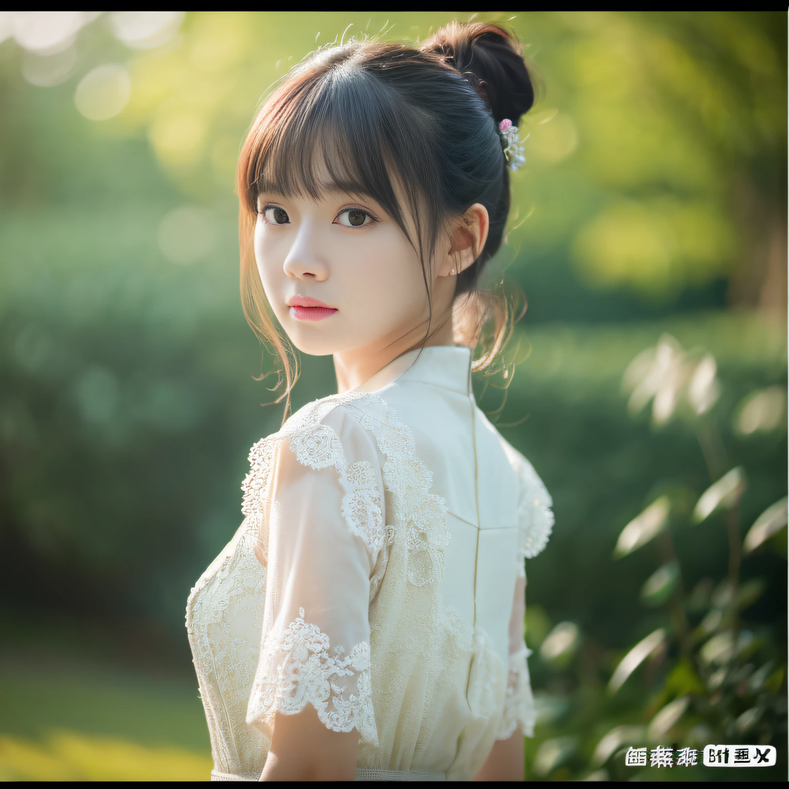 (8k, RAW photo, best quality, masterpiece:1.2), (realistic, photo-realistic:1.37), professional lighting, photon mapping, radiosity, Korean Doll, park, white summer dress